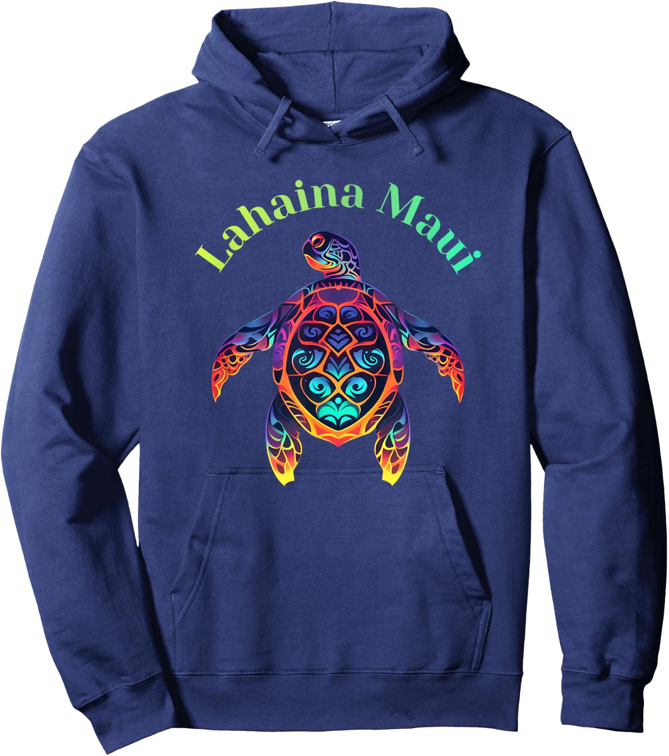 Colorful Lahaina Maui Hawaii Vacation Turtle Hoodie - Hoodie | Navy