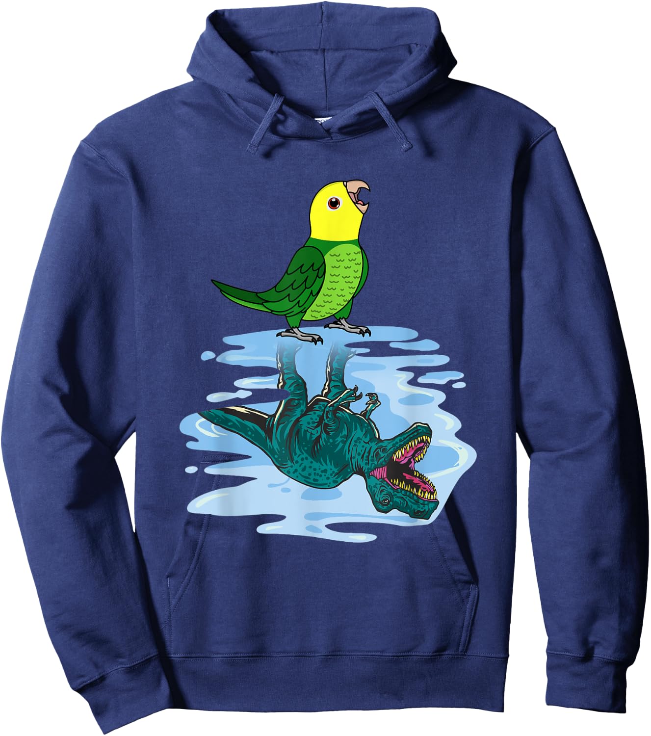 Parrot & T Rex Reflection I Double Yellow-headed Amazon Hoodie - Hoodie | Navy