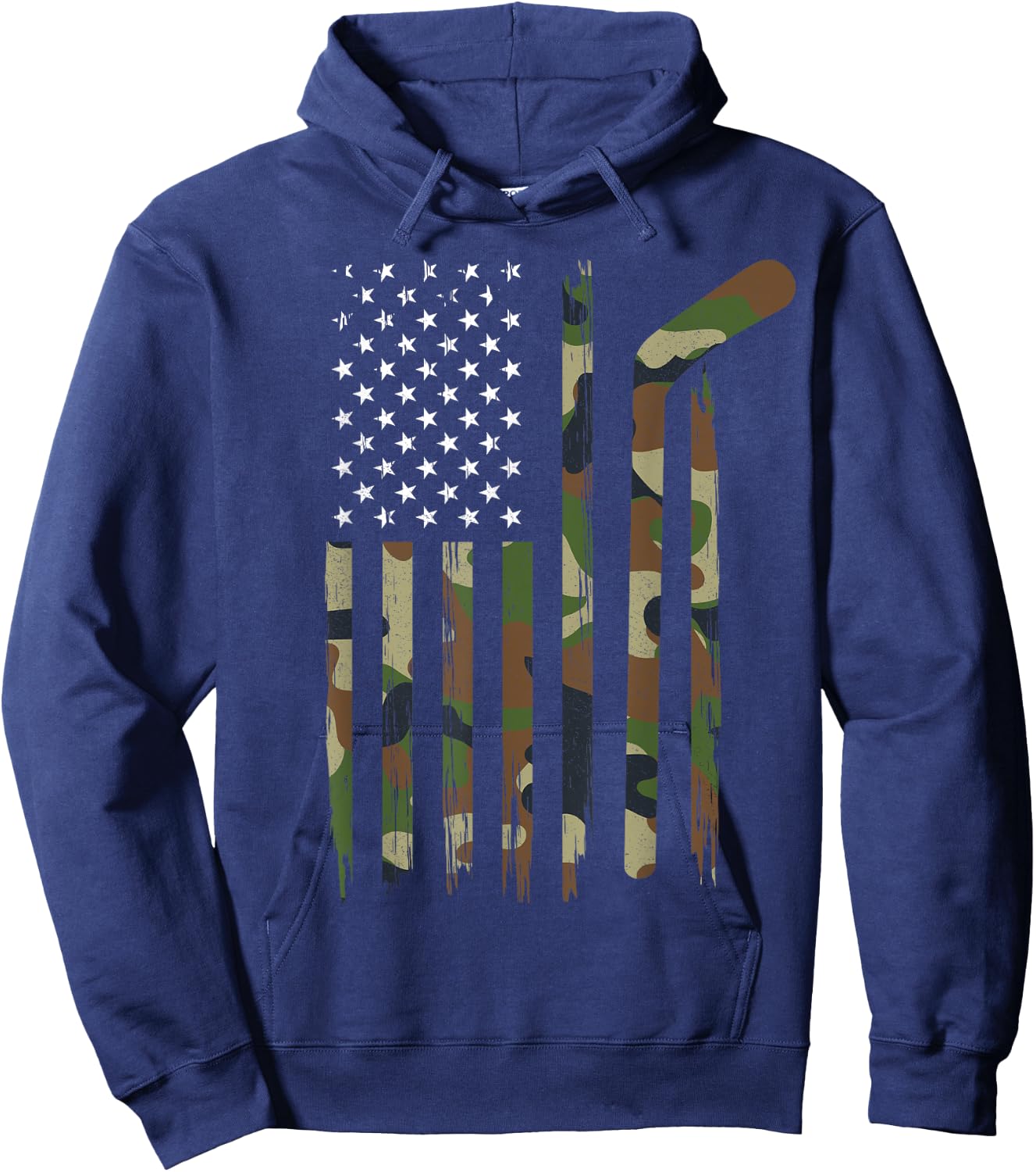 Hockey American Flag Shirt Camo US Patriotic Hockey Player Kids Men Hoodie - Hoodie | Navy