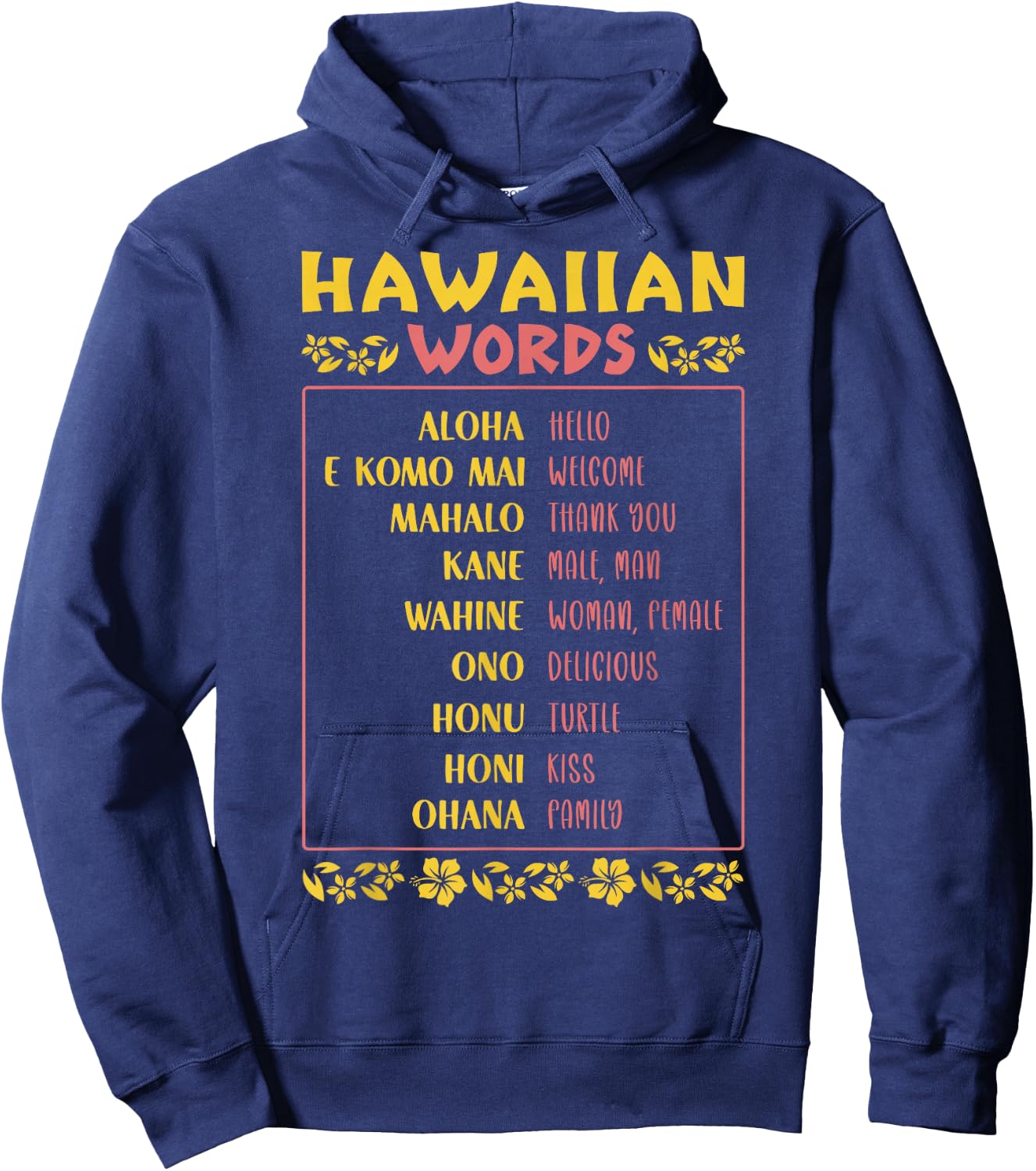 Islands Vintage Souvenir Hawaiian Words Hoodie - Hoodie | Navy