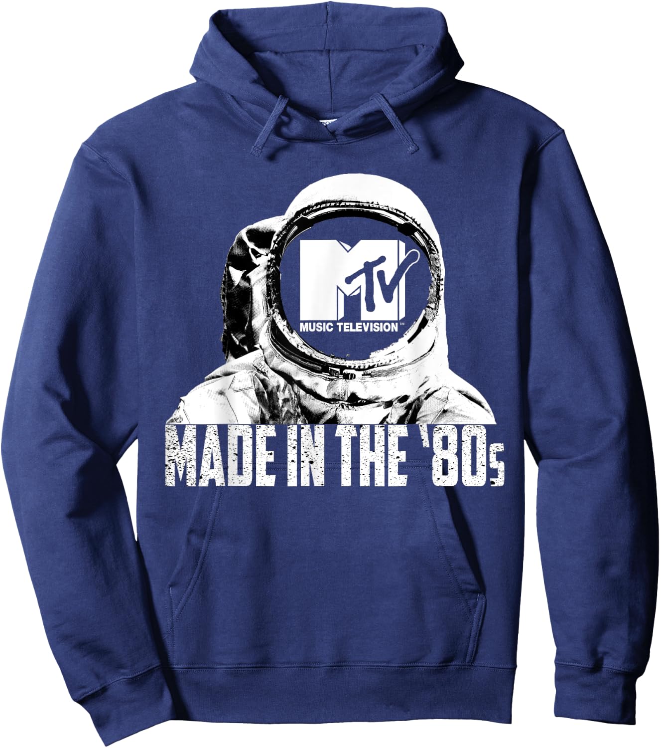 Mademark x MTV - MTV Astronaut in Space Made in the 80s Retro MTV Logo Hoodie - Hoodie | Navy