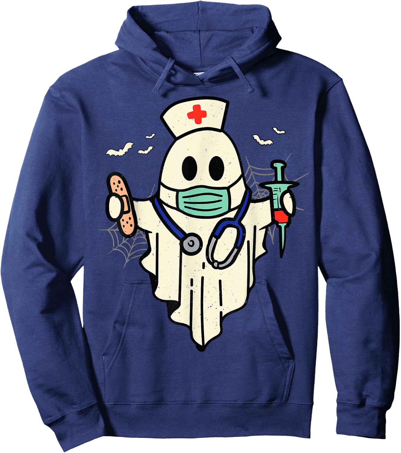 Halloween Nurse Nursing Funny Health Worker RN Ghost Nurse Hoodie - Hoodie | Navy