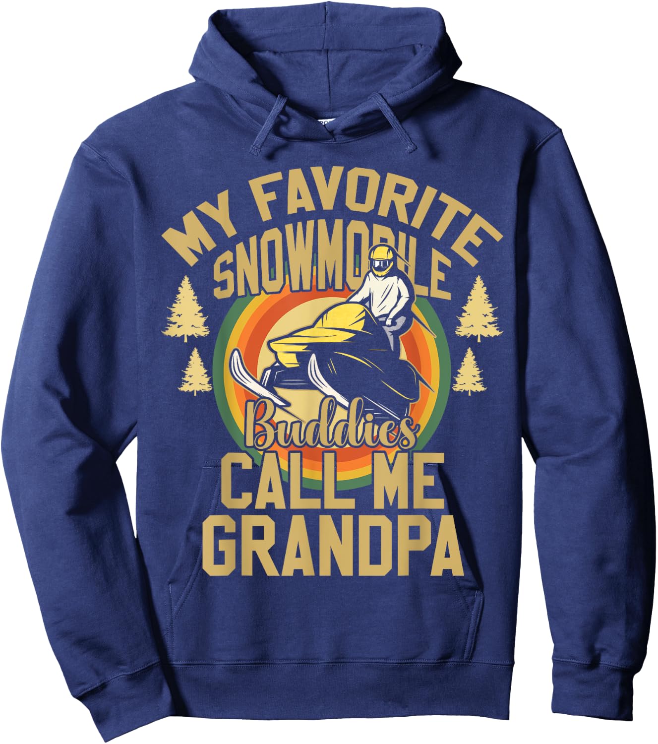 My Favorite Snowmobile Buddies Call Me Grandpa Retro Winter Hoodie - Hoodie | Navy