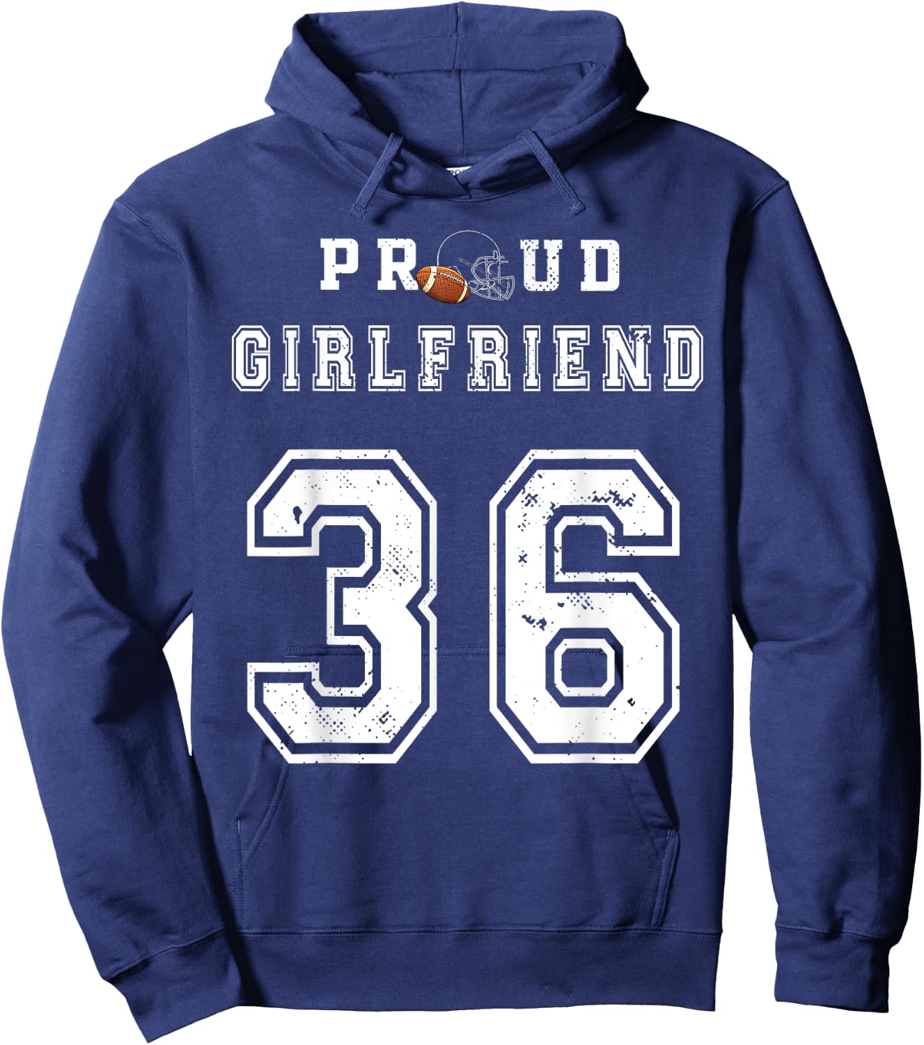 Custom Proud Football Girlfriend Number 36 Personalized Girl Hoodie - Hoodie | Navy