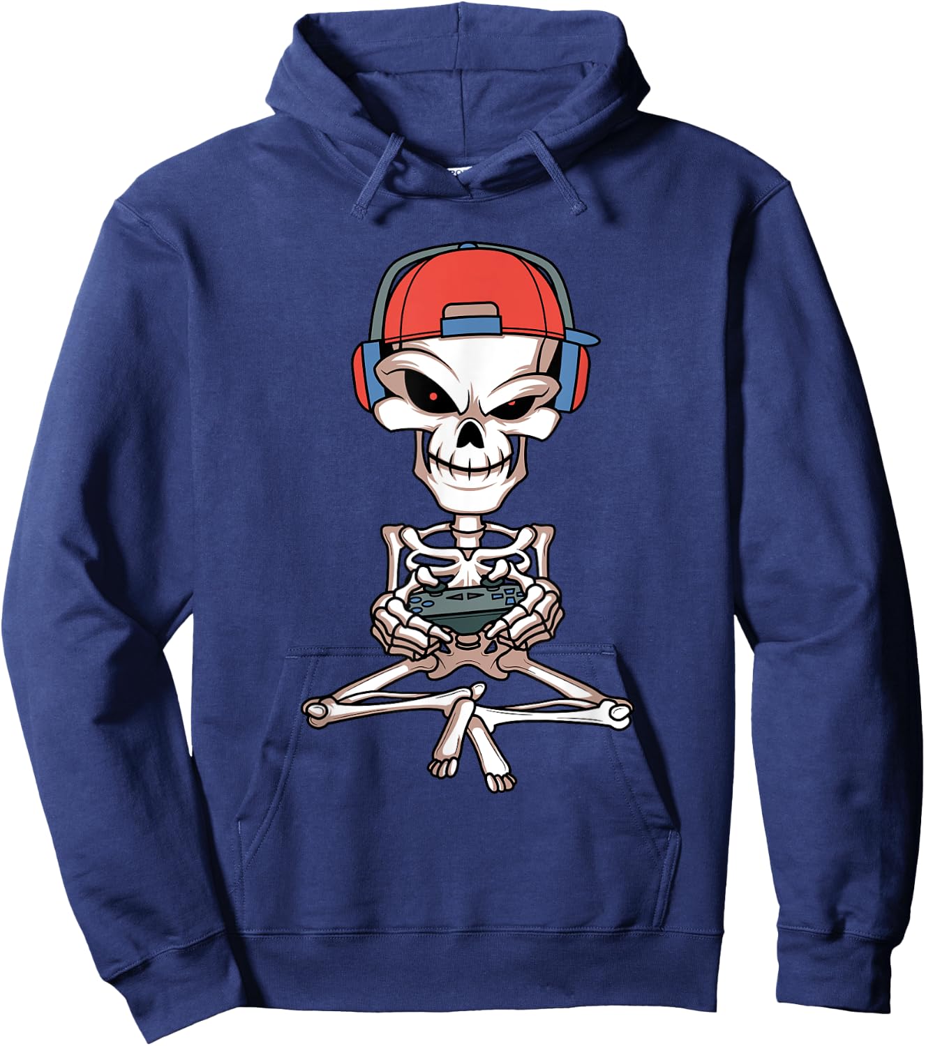Funny Skeleton Skull Video Gamer Halloween Outfit Men Boys Hoodie - Hoodie | Navy