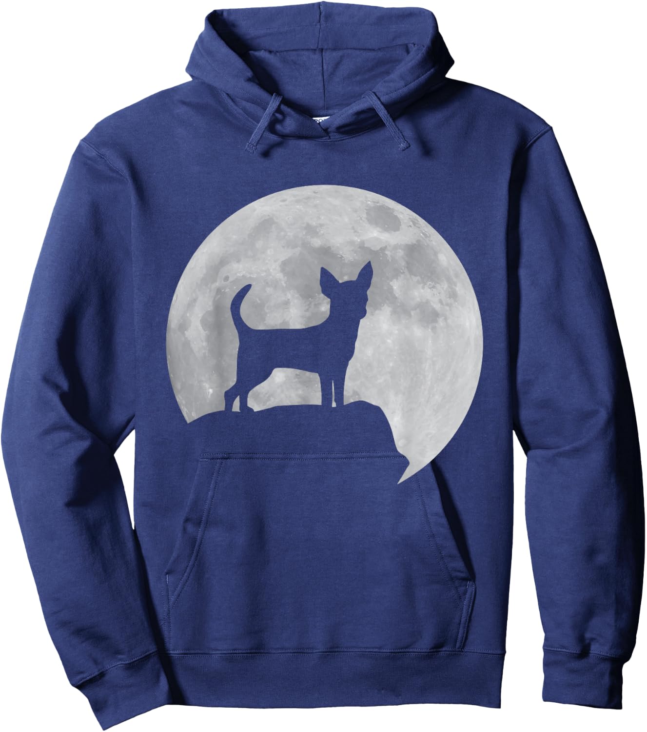Moon And Dog Silhouette - Chihuahua Hoodie - Hoodie | Navy