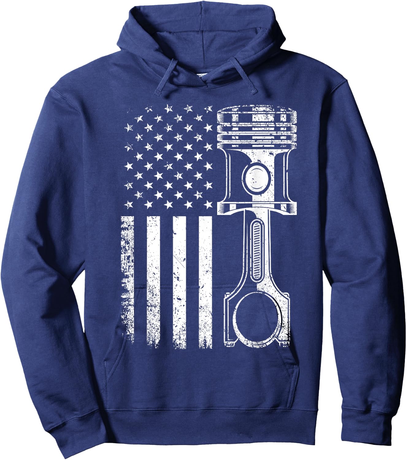 Vintage Mechanic Shirt Men American Flag Piston Mechanic Hoodie - Hoodie | Navy