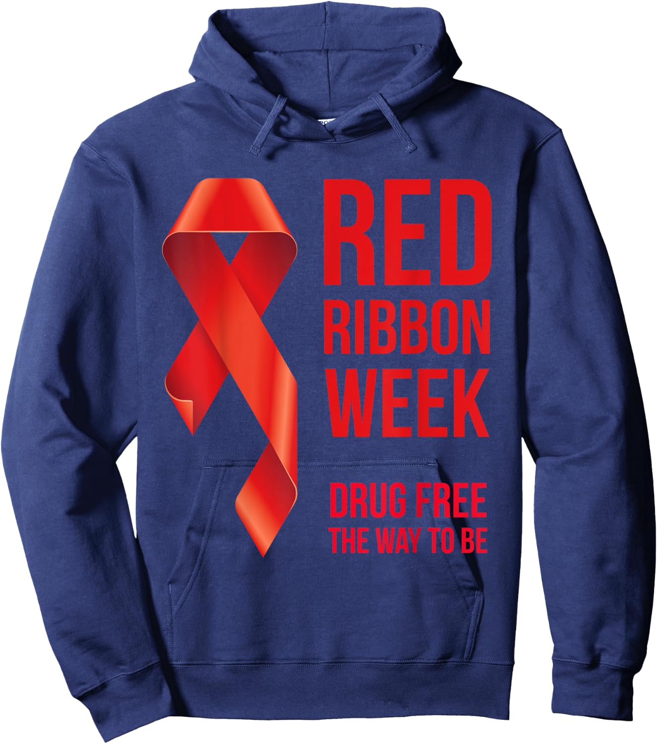 We Wear Red Red Ribbon Week Awareness October Drug Free Hoodie - Hoodie | Navy