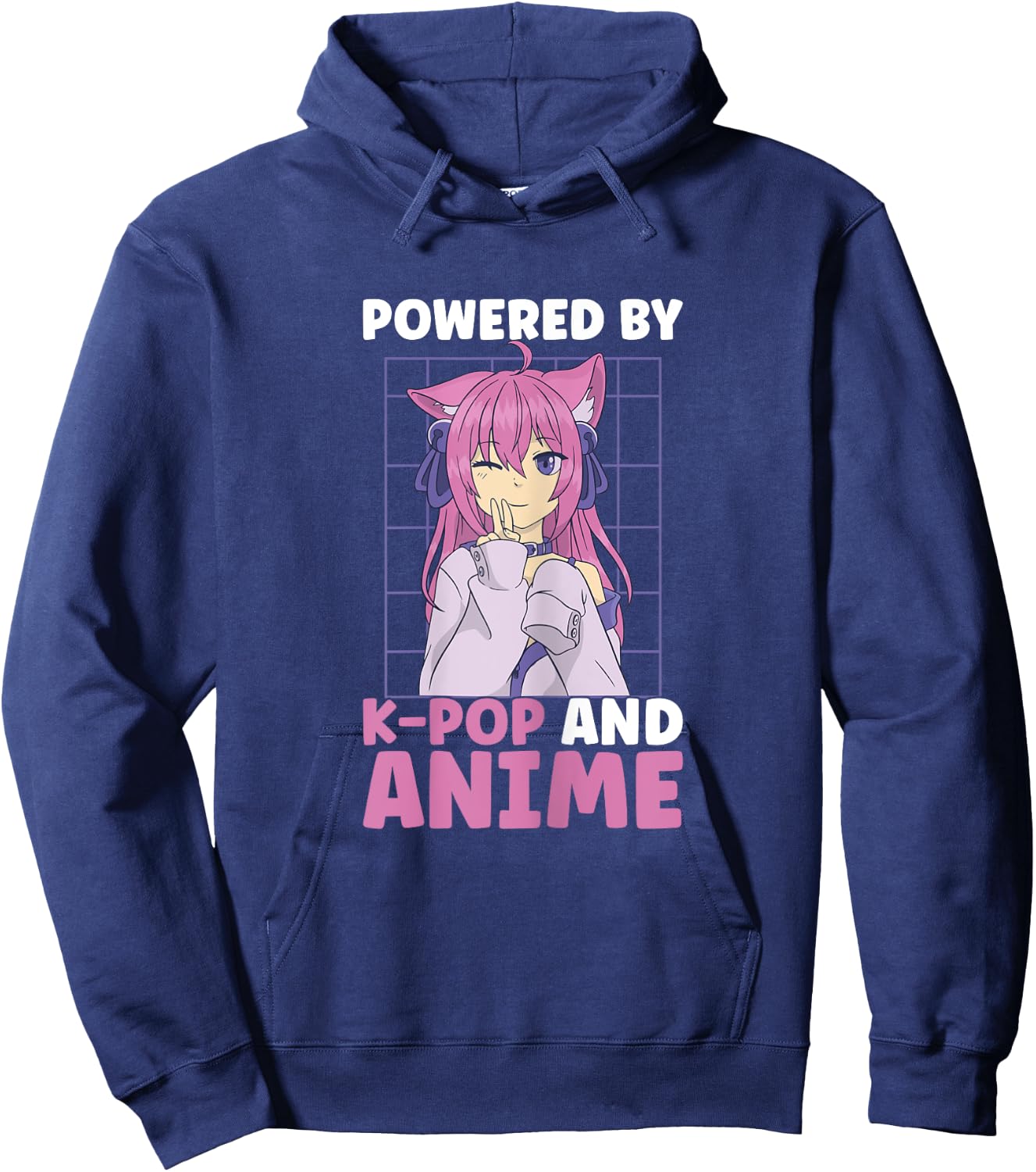 Powered By Anime And K-Pop Kdrama Kpop Teen Girl Hoodie - Hoodie | Navy