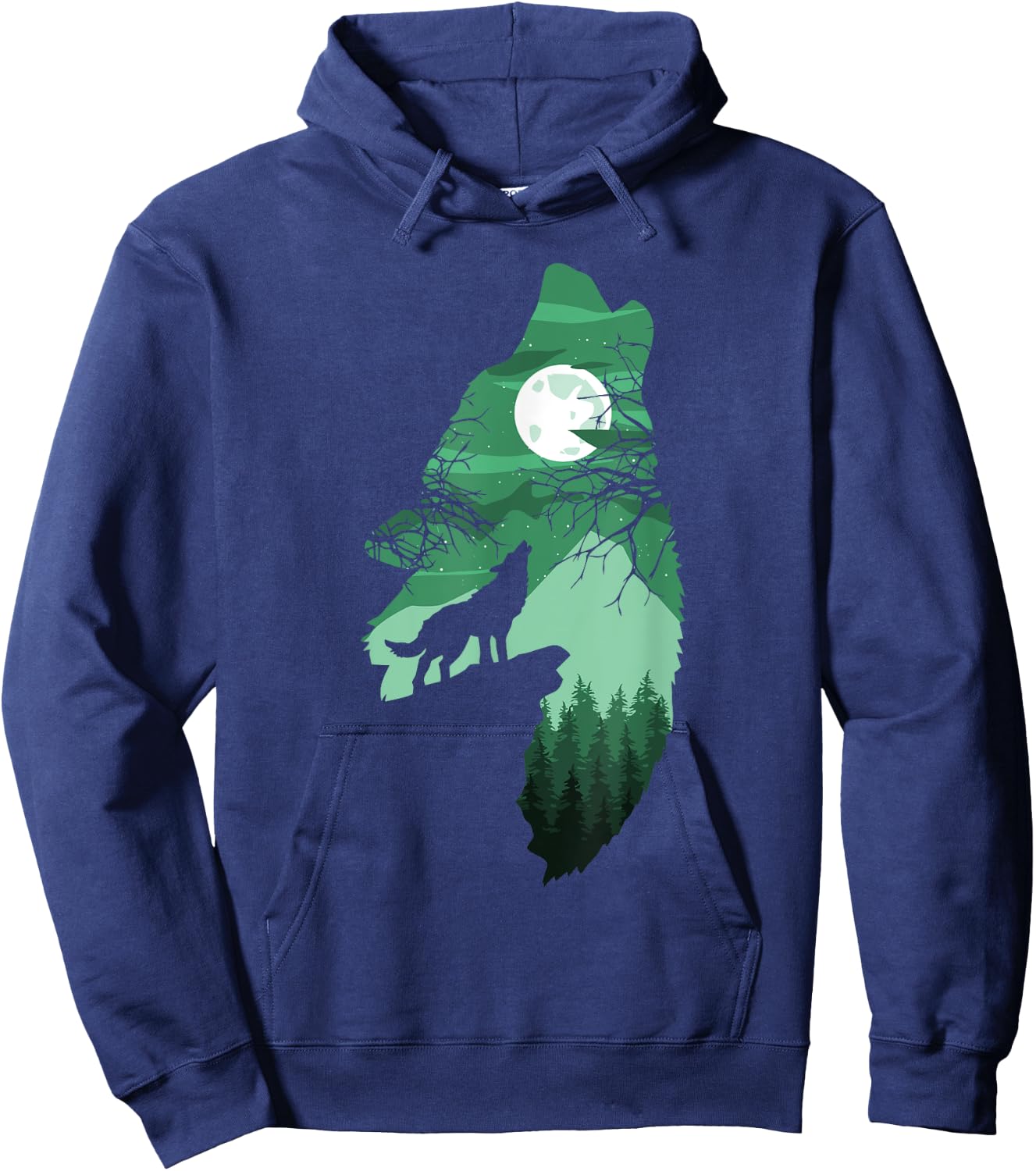 Howling Wolf with Full Moon Wolf Men Women Kids Boys Hoodie - Hoodie | Navy