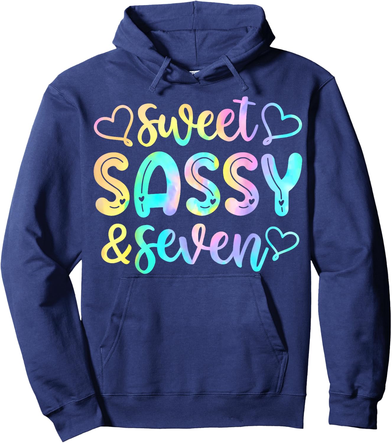 7th Birthday Girl Sweet Sassy And Seven 7 Years Old Girls Hoodie - Hoodie | Navy