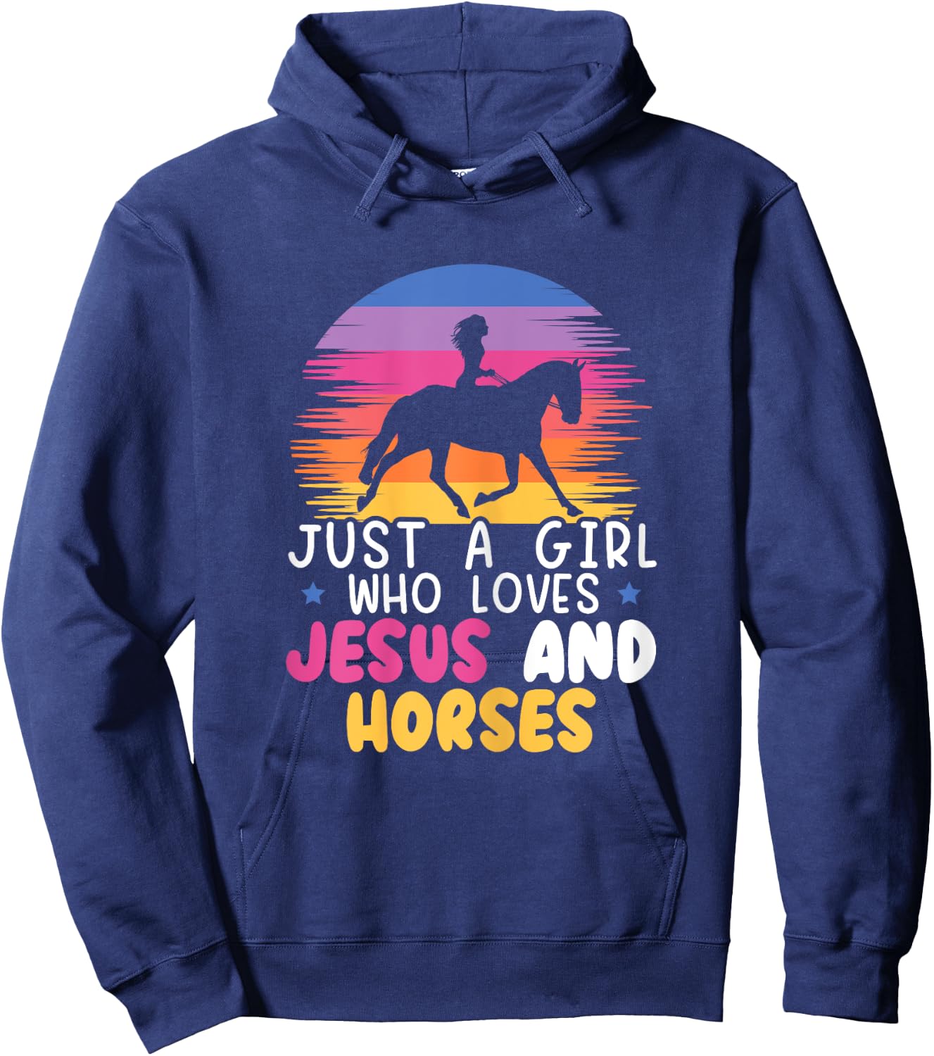 Just A Girl Who Loves Jesus And Horses Equestrian Christian Hoodie - Hoodie | Navy