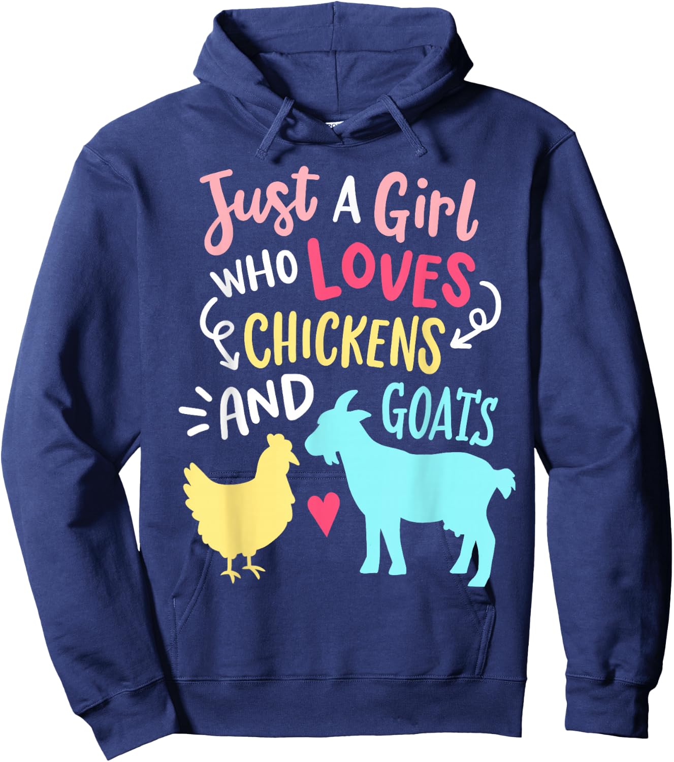 Cute Girl Who Loves Chickens Goats Lover Farmer Girls Funny Hoodie - Hoodie | Navy
