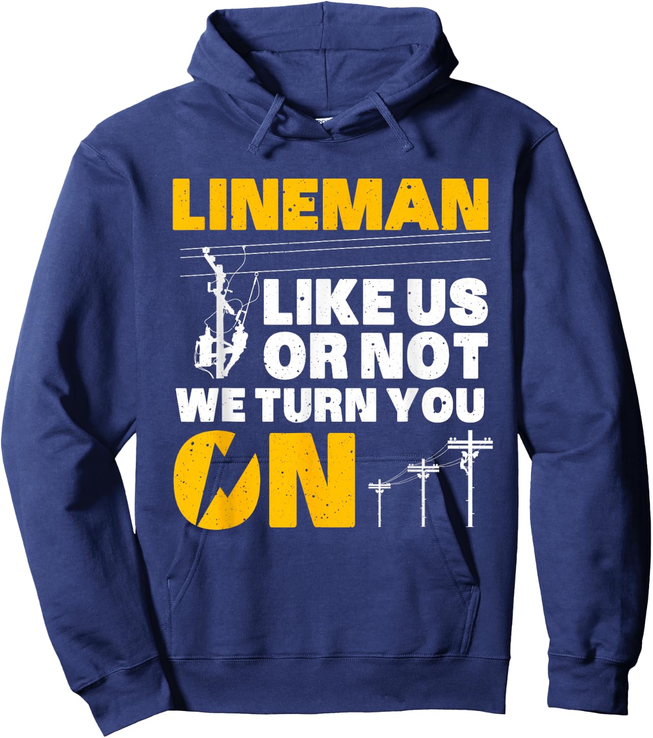 Funny Lineman Art Dad Electronics Humor Electrician Hoodie - Hoodie | Navy