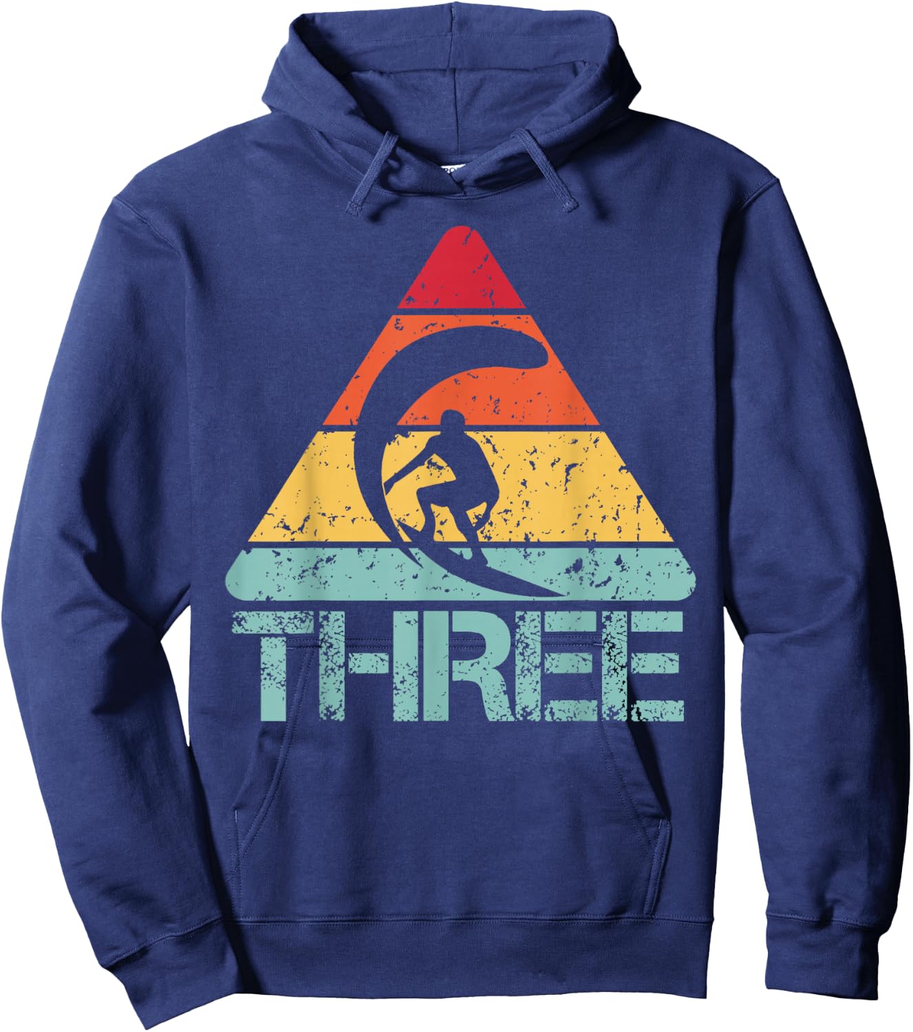 Three Birthday Surfer 3rd 3 Year Old Surfing Birthday Hoodie - Hoodie | Navy