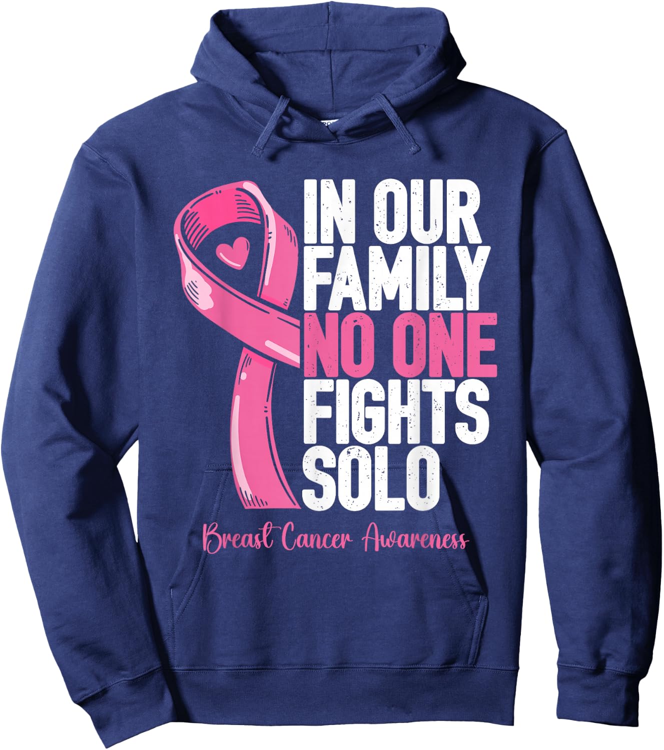 Breast Cancer Support Family Women Breast Cancer Awareness Hoodie - Hoodie | Navy