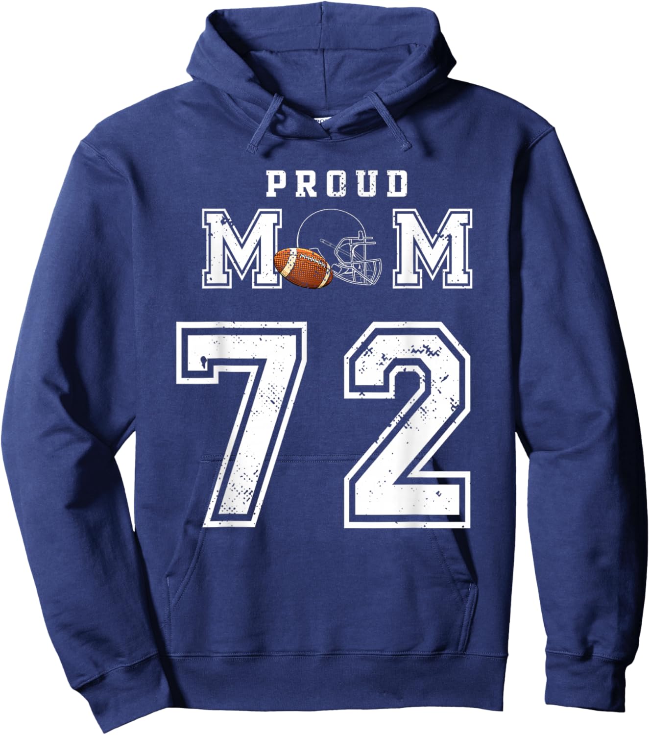 Custom Proud Football Mom Number 72 Personalized Hoodie - Hoodie | Navy