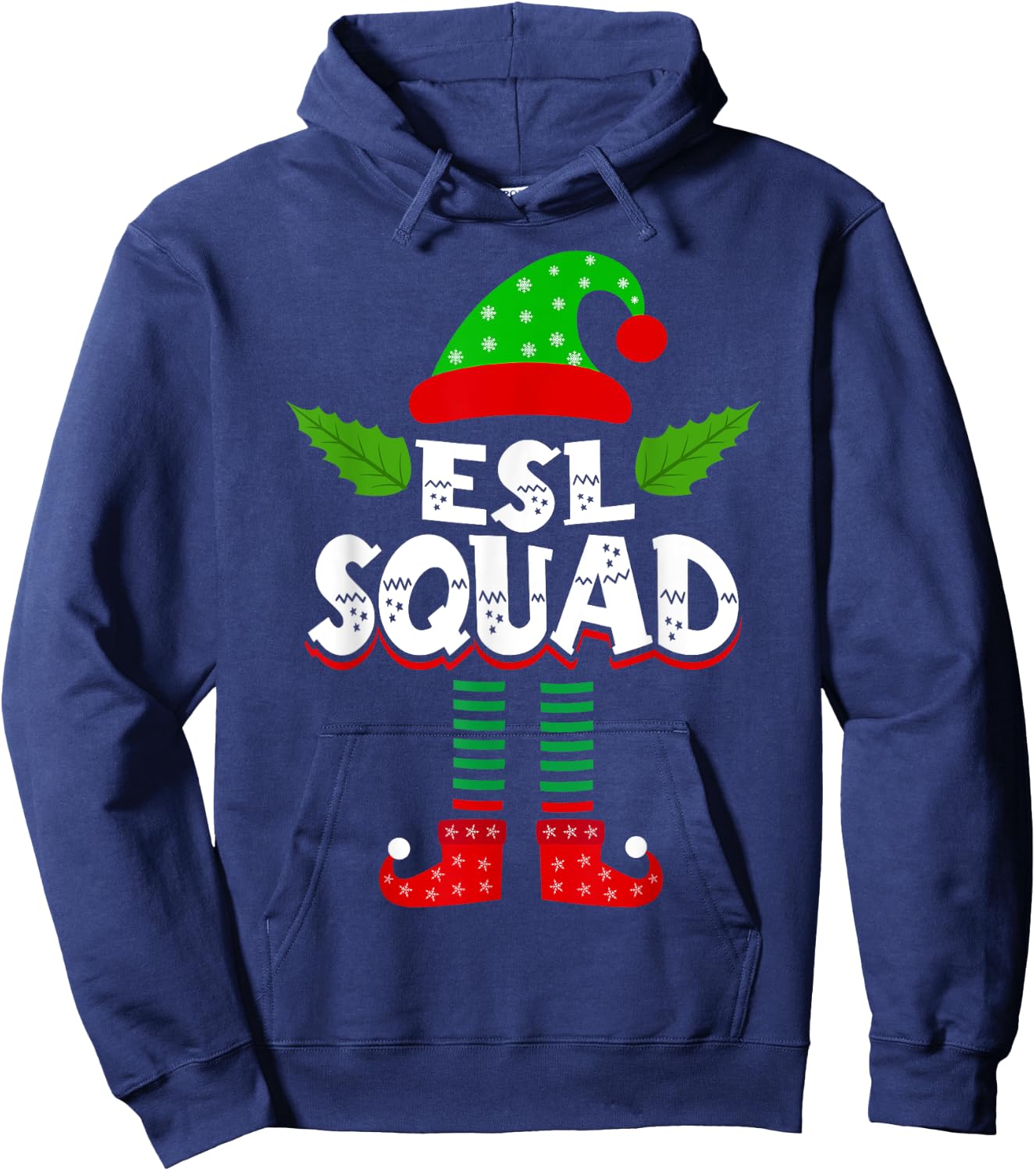 ESL ESOL Teacher Elf Team Group Christmas Matching Hoodie - Hoodie | Navy