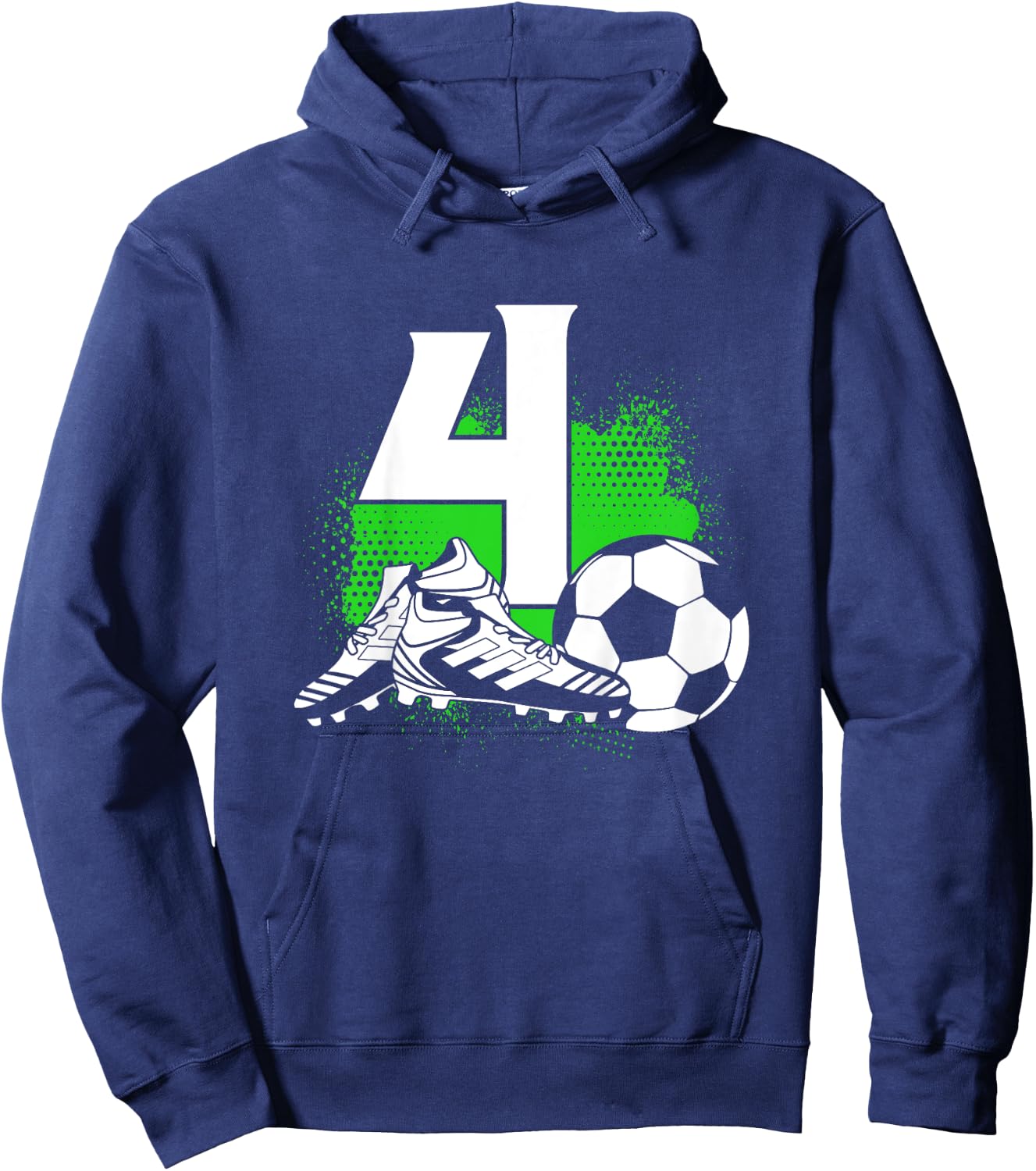 Kids 4 Years Old Boy 4th Birthday Gift Bday Soccer Hoodie - Hoodie | Navy