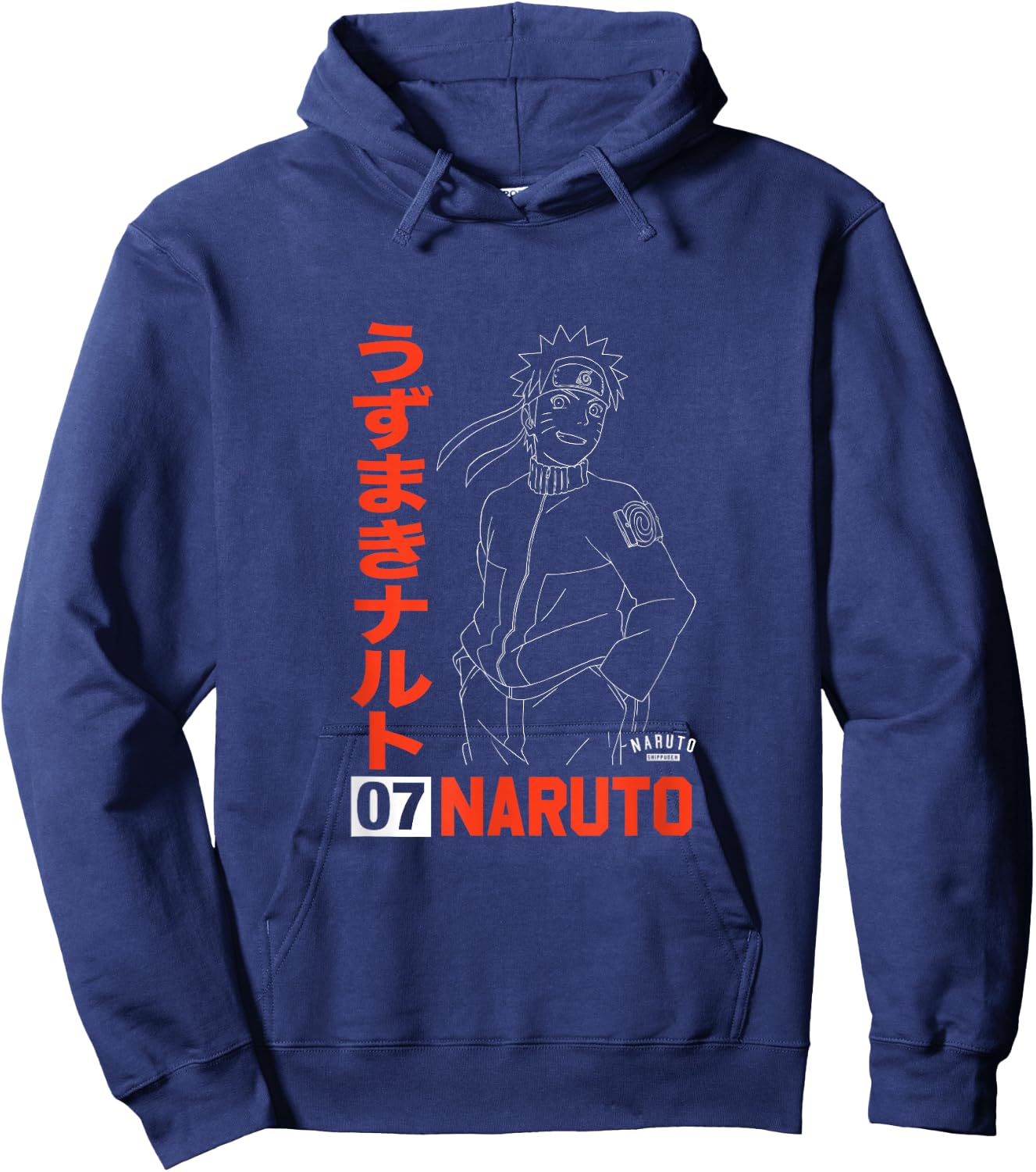 Naruto Naruto Shippuden Uzumaki Line Art - -Adult, Black, Small, Short Sleeve, , Anime Hoodie - Hoodie | Navy