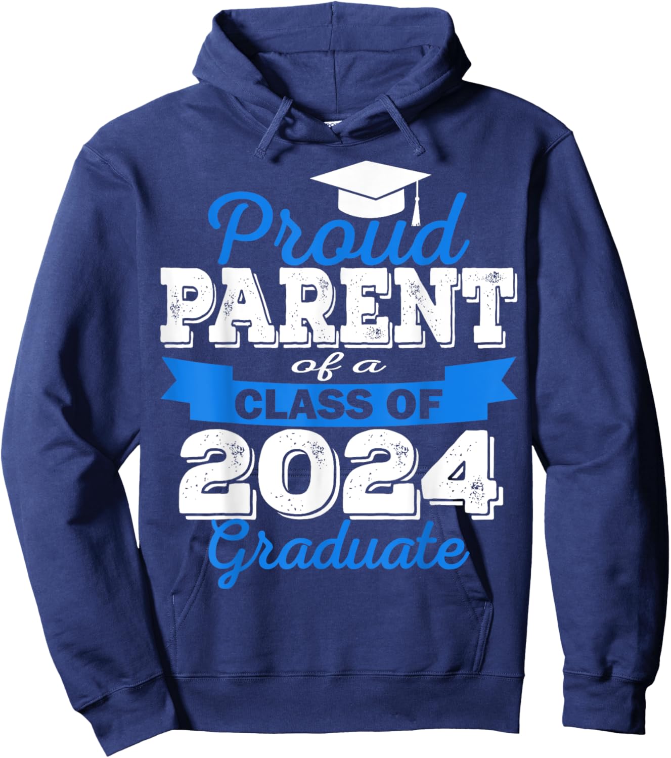Super Proud Parent of 2024 Graduate Awesome Family College Hoodie - Hoodie | Navy