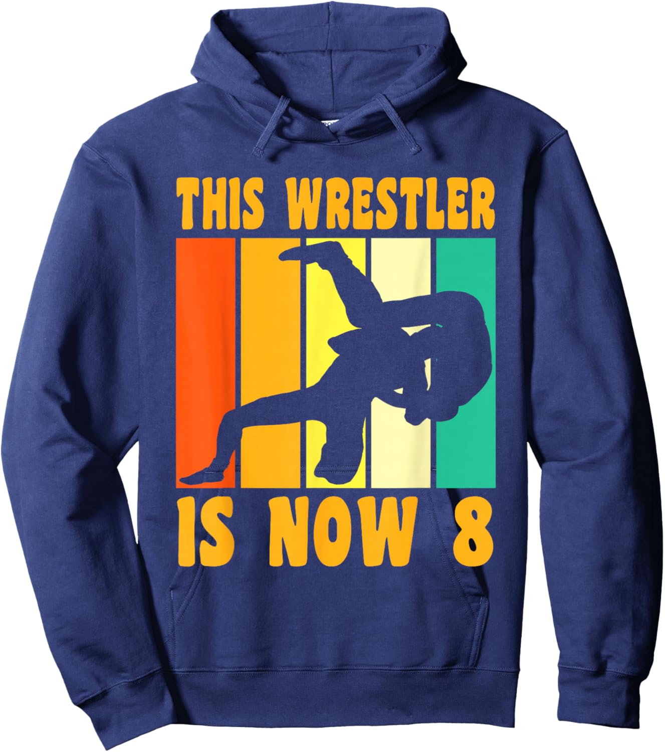 Happy 8 Birthday 8 Year Old Vintage Wrestling 8 Birthday Hoodie - Hoodie | Navy