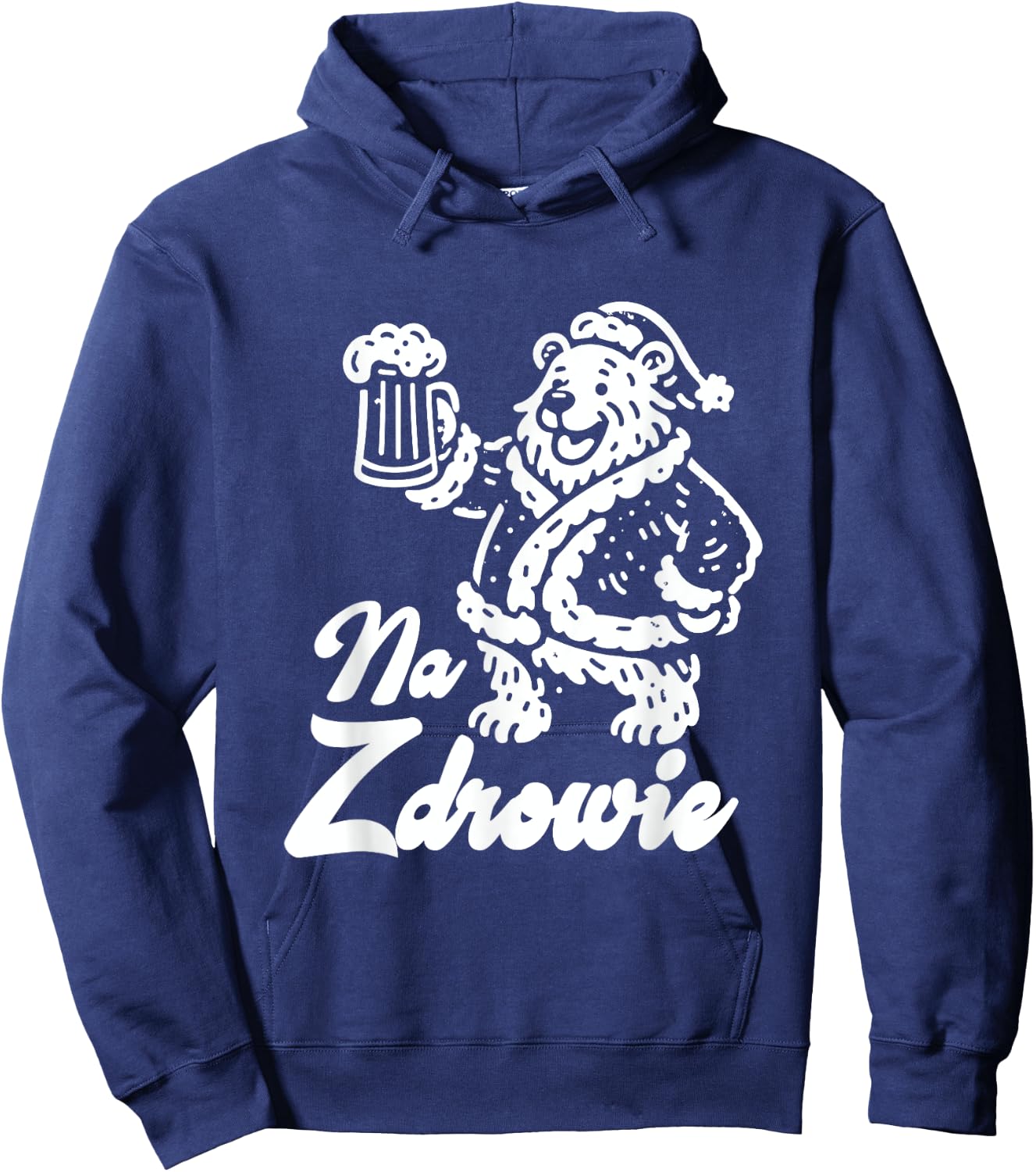 Na Zdrowie Polish Dyngus Day Bear Drinking Beer Poland Pride Hoodie - Hoodie | Navy