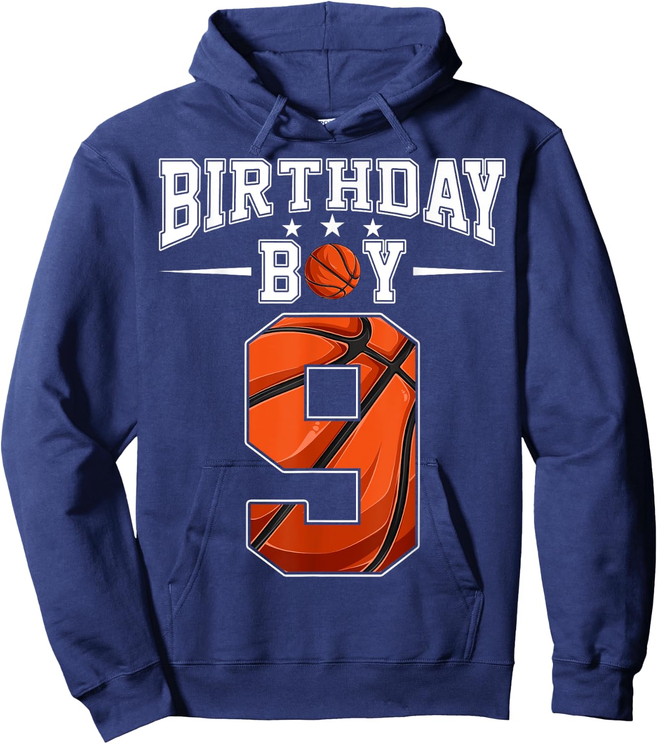 9th Birthday Boy Nine 9 Years Old Basketball Players Team Hoodie - Hoodie | Navy