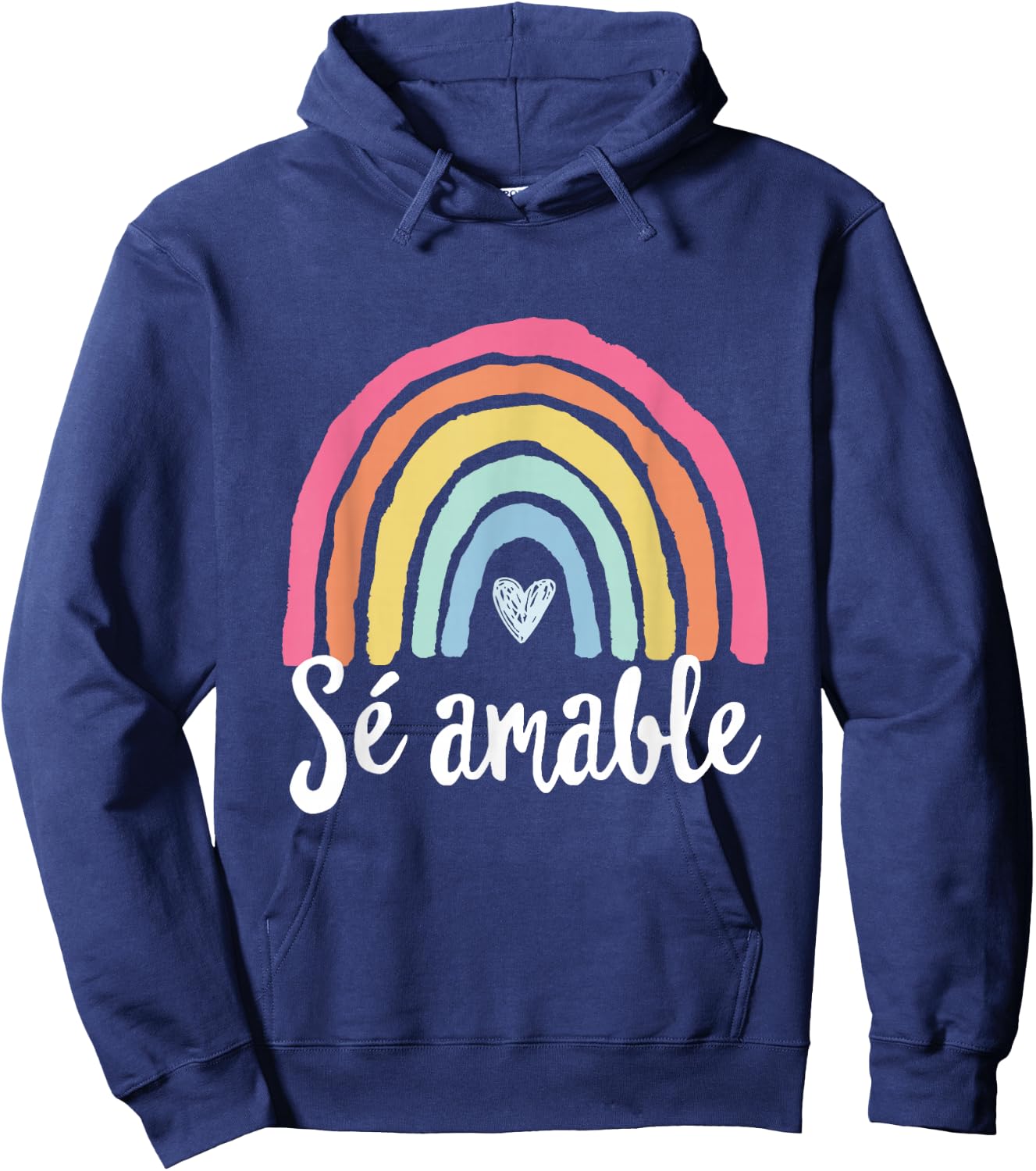 Sé amable Spanish Bilingual Teacher Be Kind Boho Rainbow Hoodie - Hoodie | Navy