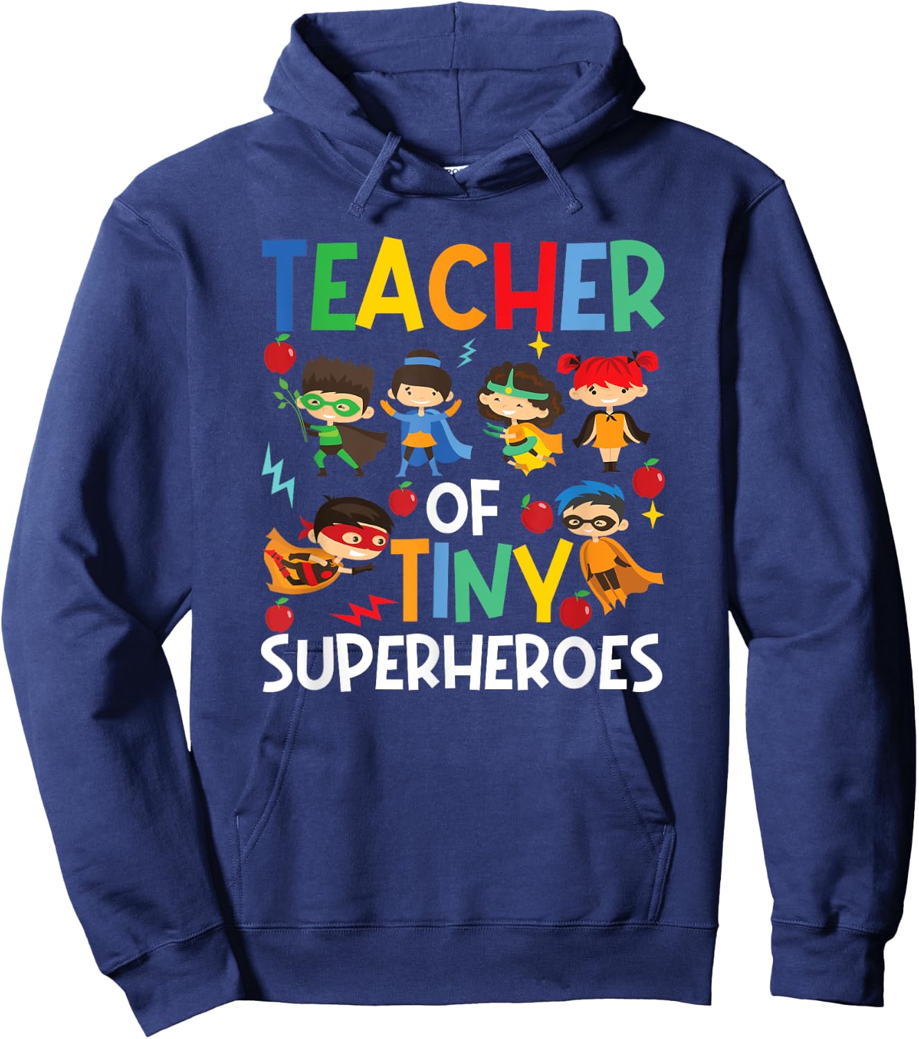 Teacher Of Tiny Superheroes Funny Teach 100th Day Of School Men Women Girls Kids Hoodie - Hoodie | Navy