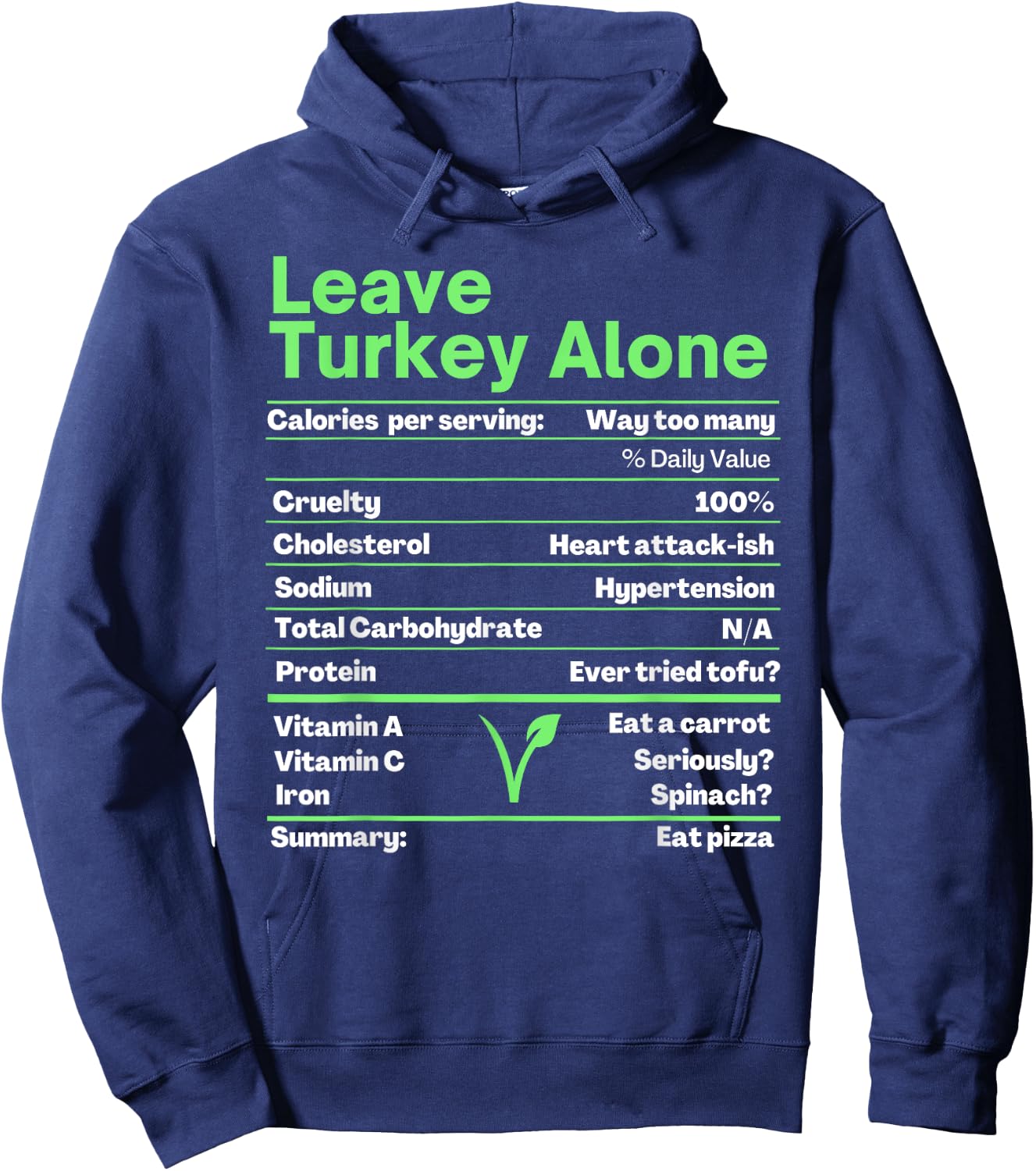 Vegan Thanksgiving Shirt Vegetarian Save a Turkey Hoodie - Hoodie | Navy