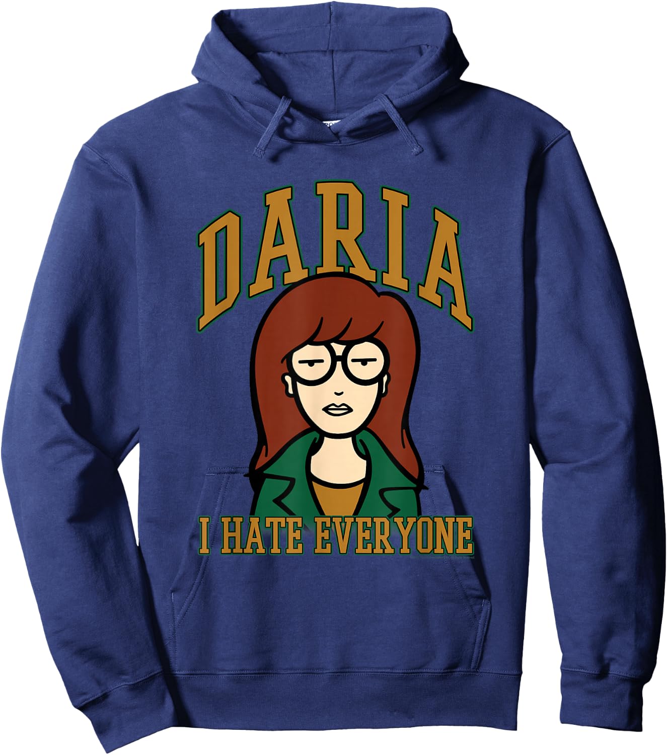 Daria I Hate Everyone Collegiate Type Retro Cartoon Hoodie - Hoodie | Navy