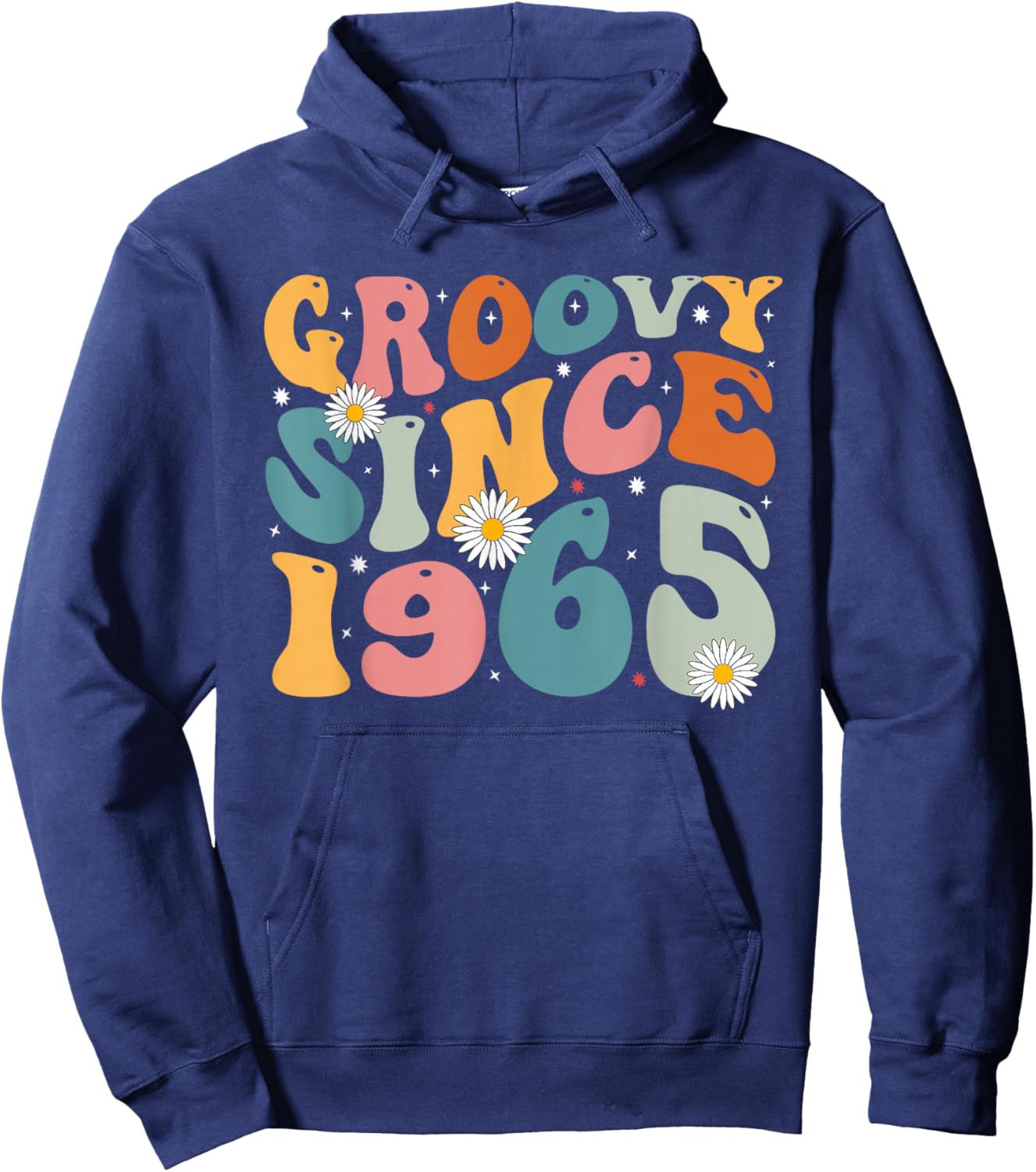 Groovy Since 1965 60th Birthday Retro Gifts Born In 1965 Hoodie - Hoodie | Navy