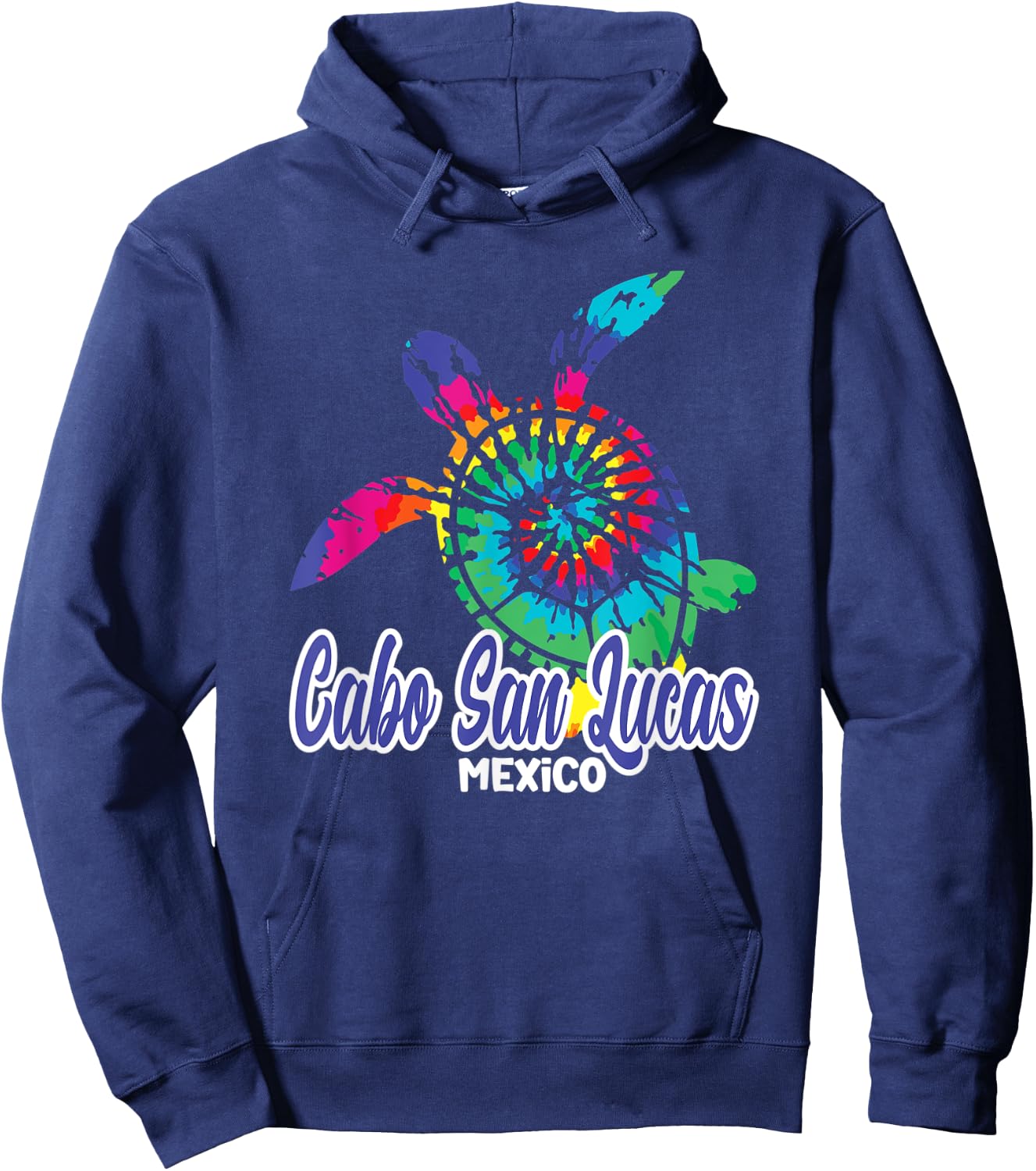 Cabo San Lucas Tie Dye Save Sea Turtles Hippy Tie Dye Hoodie - Hoodie | Navy