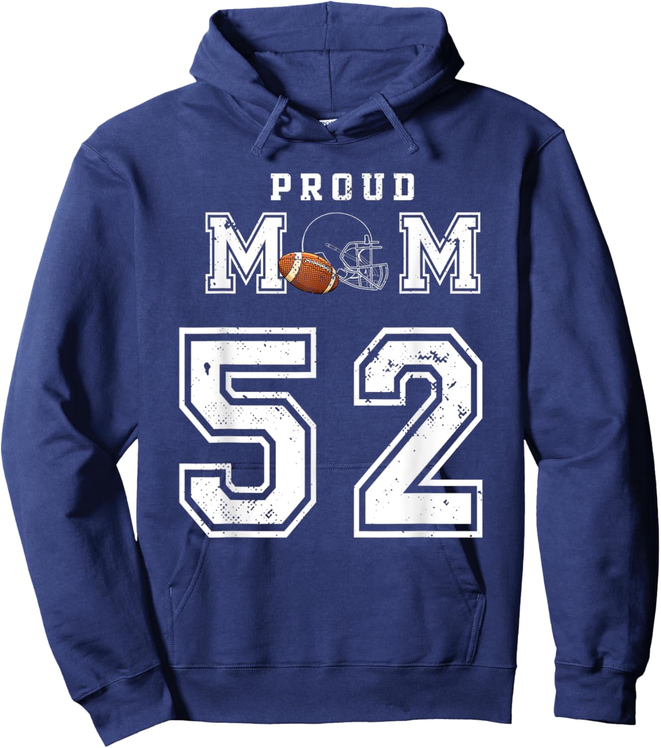Custom Proud Football Mom Number 52 Personalized Hoodie - Hoodie | Navy