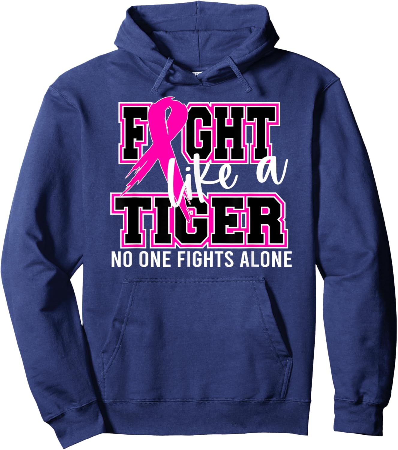 Fight Like a Tiger School Spirit Breast Cancer Awareness Hoodie - Hoodie | Navy