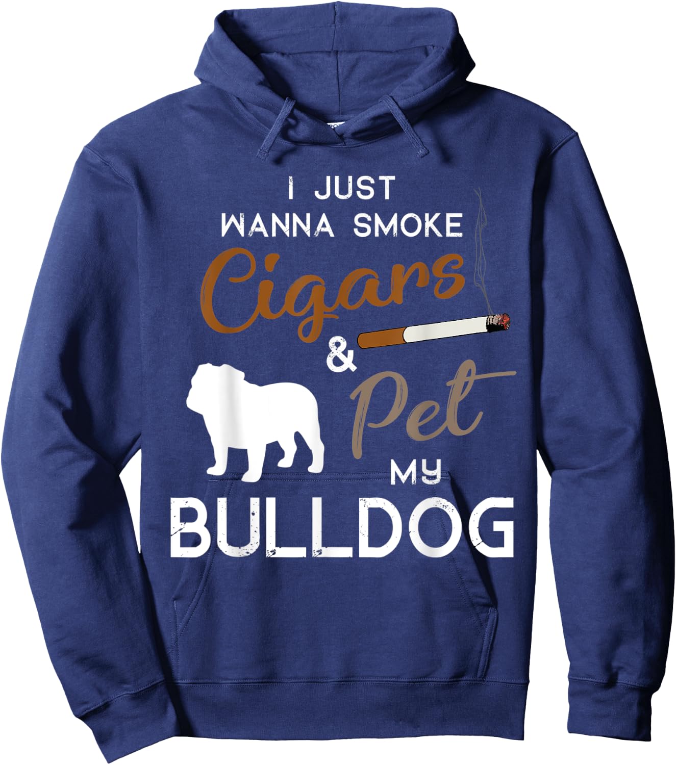 Bulldog Dog Cigar lover owner Christmas Birthday Gift Women Hoodie - Hoodie | Navy