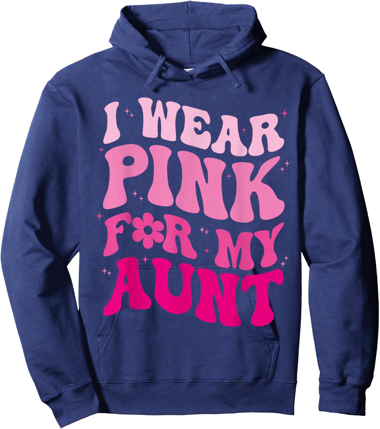 I Wear Pink for my Aunt Groovy Breast Cancer Women Kid Youth Hoodie - Hoodie | Navy