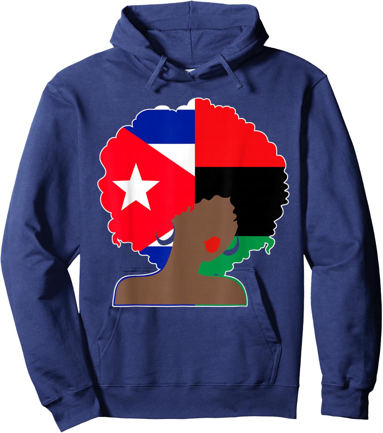 Puerto Rican African Black Woman Afro Hair Pride History Hoodie - Hoodie | Navy