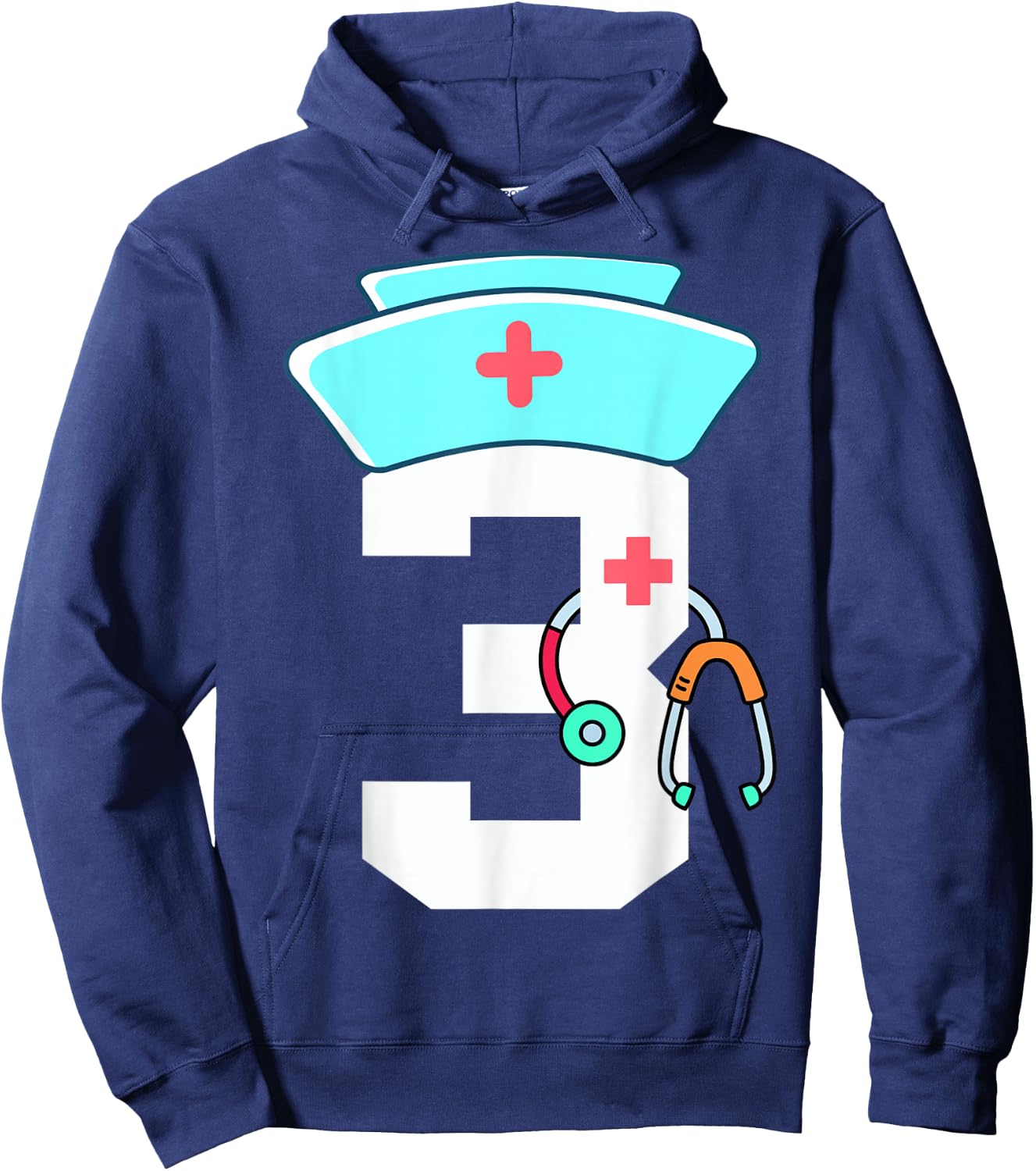 Toddler 3rd Birthday Nurse Doctor Themed Girl Kid 3 Year Old Hoodie - Hoodie | Navy