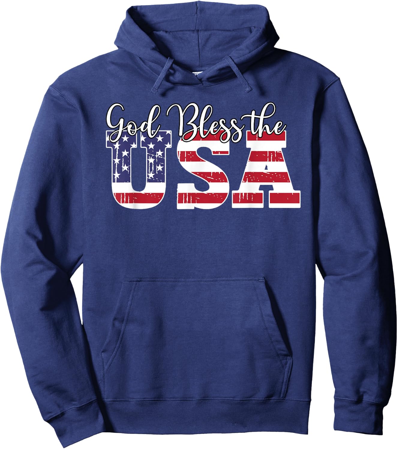 God Bless The USA US Flag Patriotic 4th of July America Hoodie - Hoodie | Navy