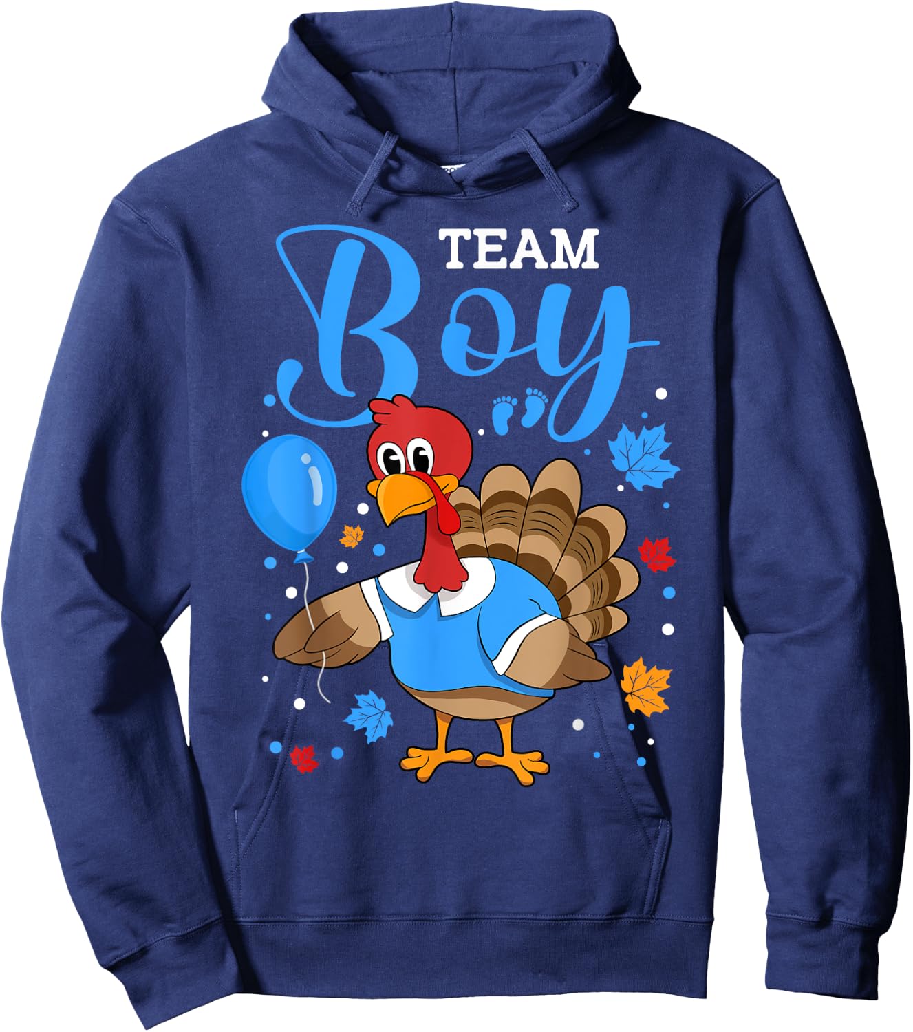 Team Boy Gender Reveal Baby Announcement Thanksgiving Hoodie - Hoodie | Navy