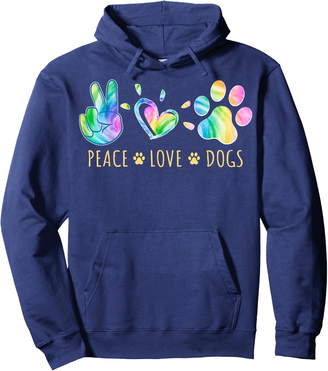 Peace Love Dogs Tie Dye Pet Lover Animal Friend Dog Owner Hoodie - Hoodie | Navy