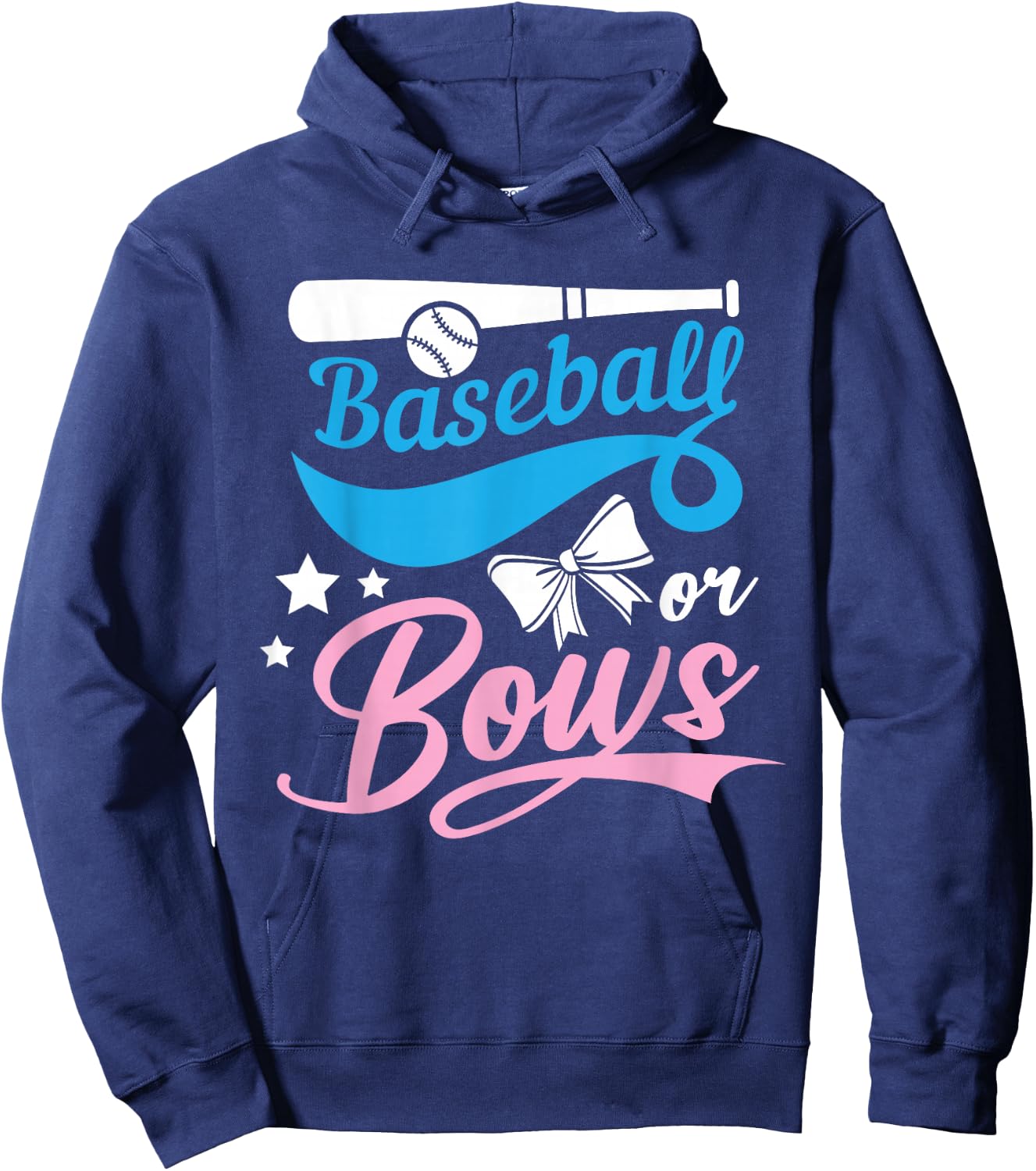 Baseball Or Bows Cute Girl Boy Gender Reveal Announcement Hoodie - Hoodie | Navy