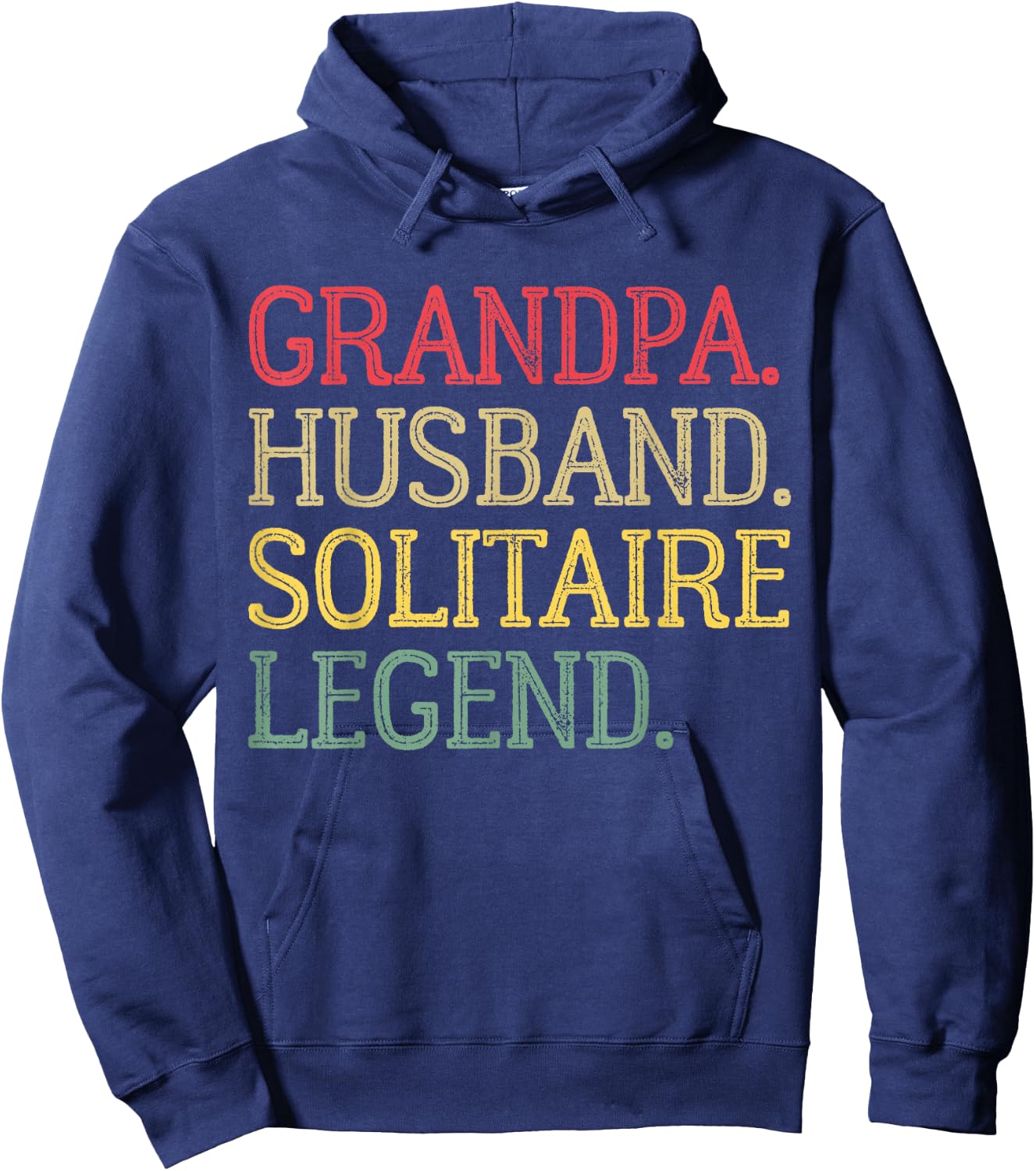 Grandpa Husband Solitaire Legend Vintage Solitaire Game Hoodie - Hoodie | Navy