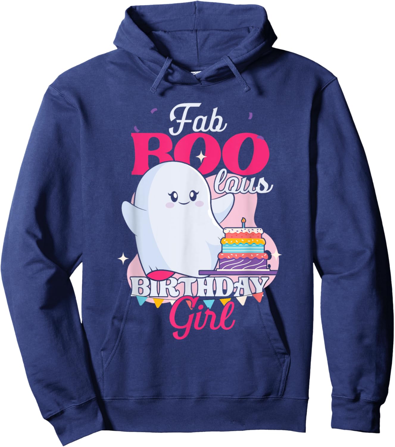 Cute Ghost | Faboolous Girl Birthday | Birthday Party Hoodie - Hoodie | Navy
