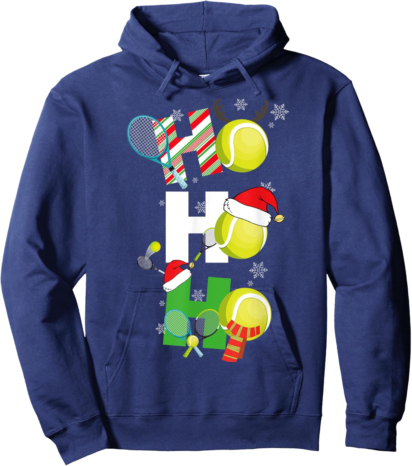 Funny Christmas Tennis Pajamas Player Matching Racket Xmas Hoodie - Hoodie | Navy