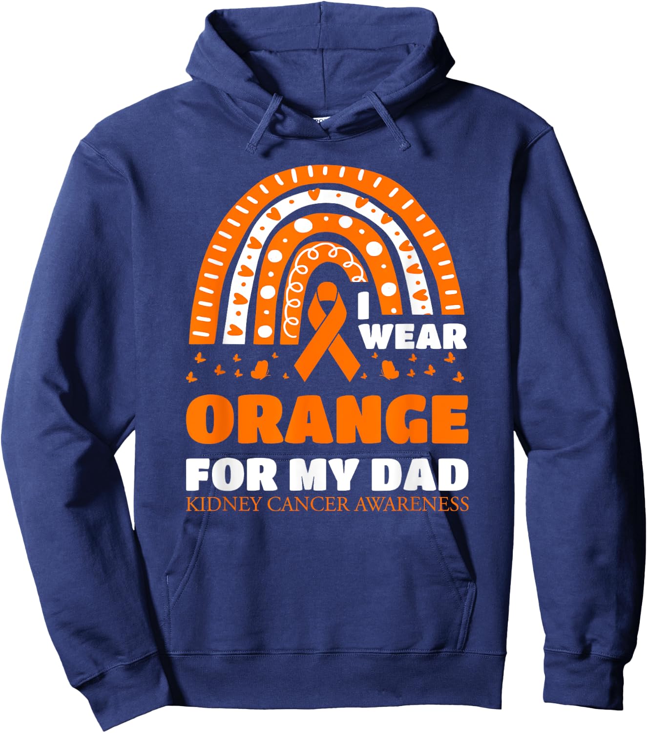 I Wear Orange For My Dad Kidney Cancer Warrior Daughter Kids Hoodie - Hoodie | Navy