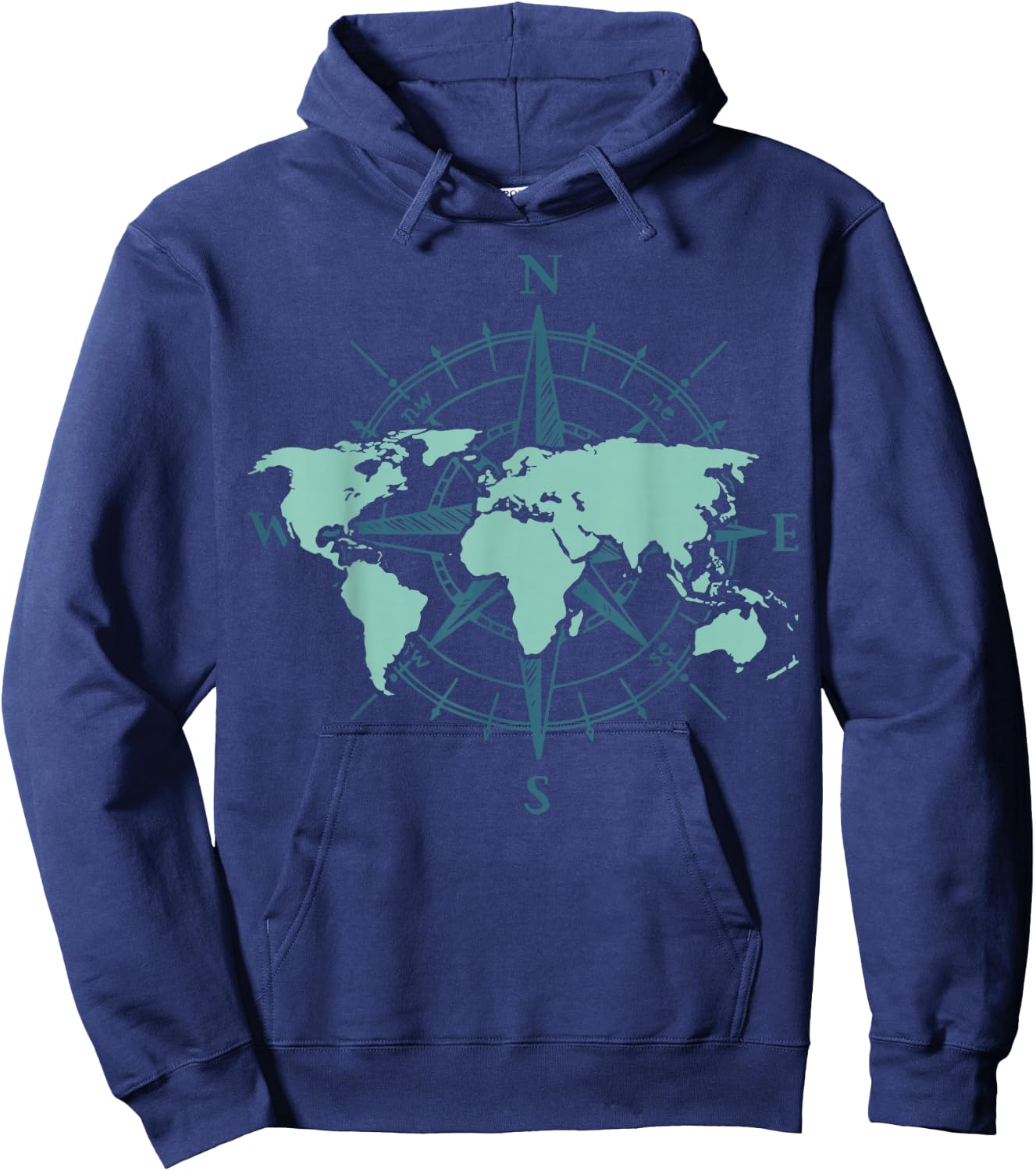 Cartography Traveler Travelling Compass World Map Small Hoodie - Hoodie | Navy