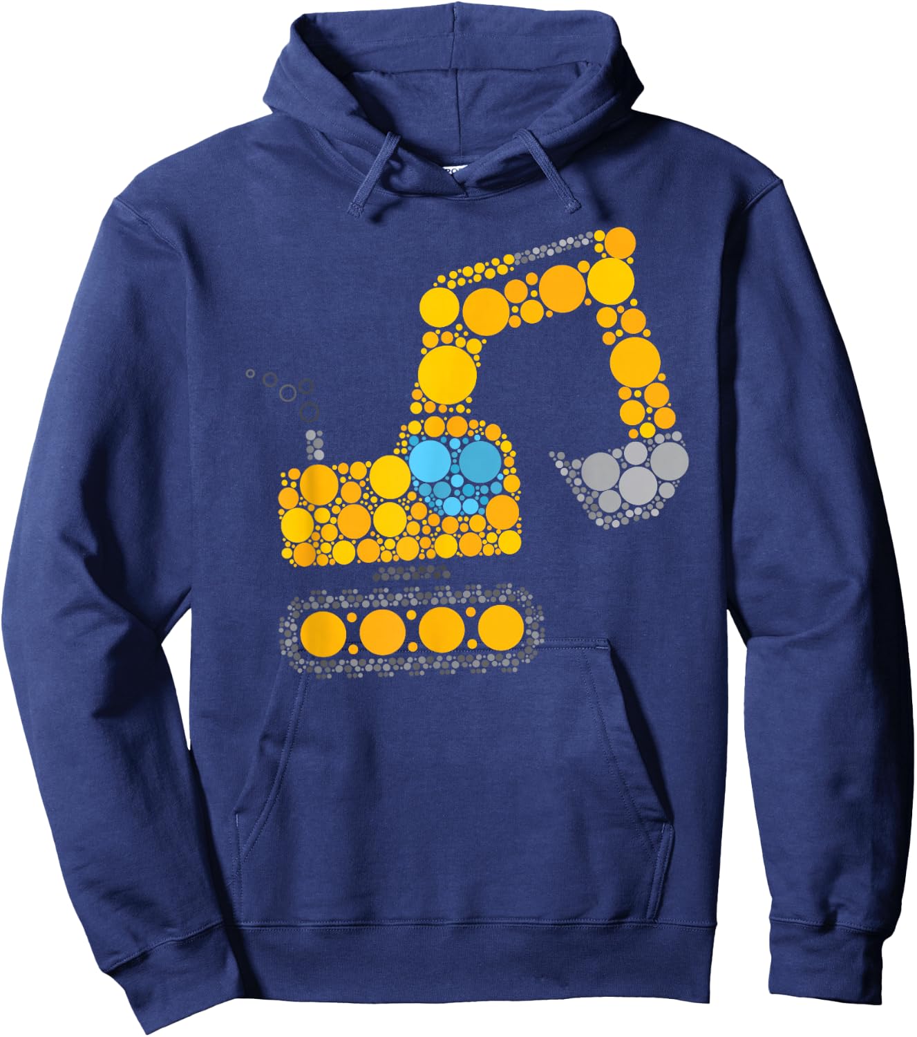 Boys Dot Day 2023 Excavator Construction Digger Polka Dot Hoodie - Hoodie | Navy